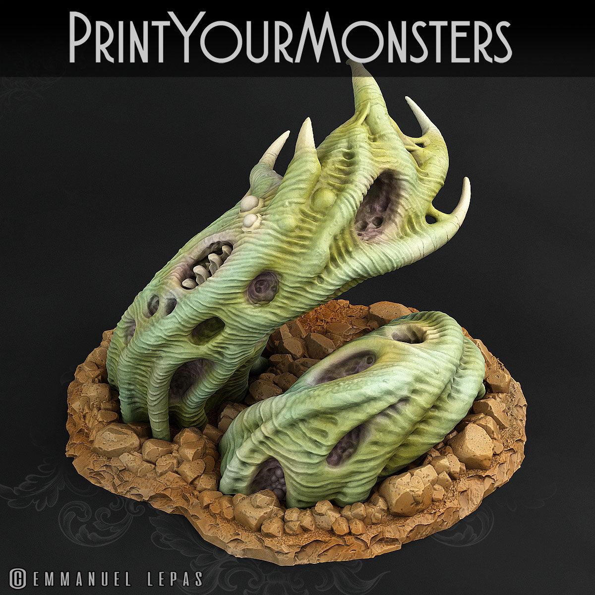 3D Printed Print Your Monsters Zombie Worm Total Worms 2 Set 28mm - 32mm D&D Wargaming