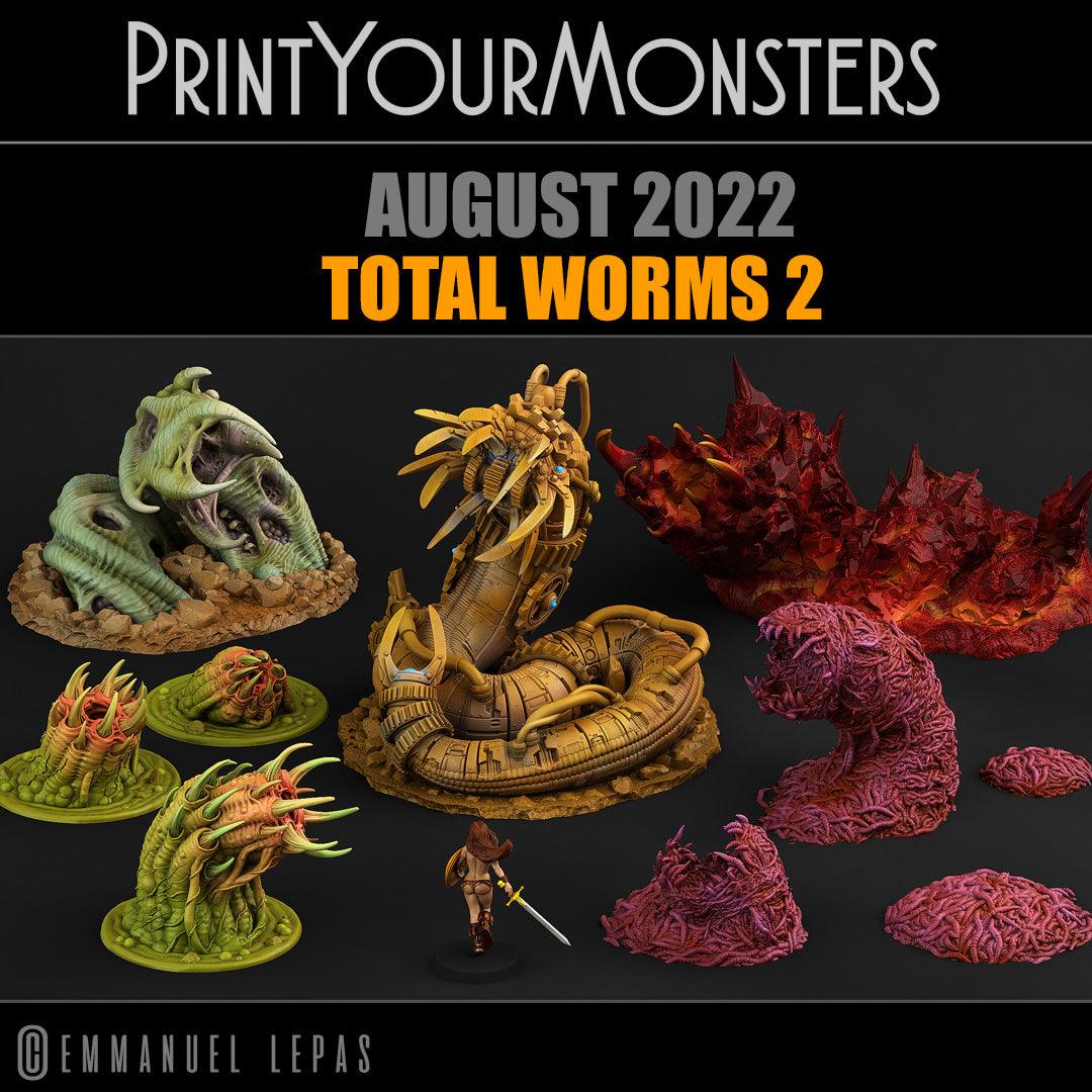 3D Printed Print Your Monsters Zombie Worm Total Worms 2 Set 28mm - 32mm D&D Wargaming