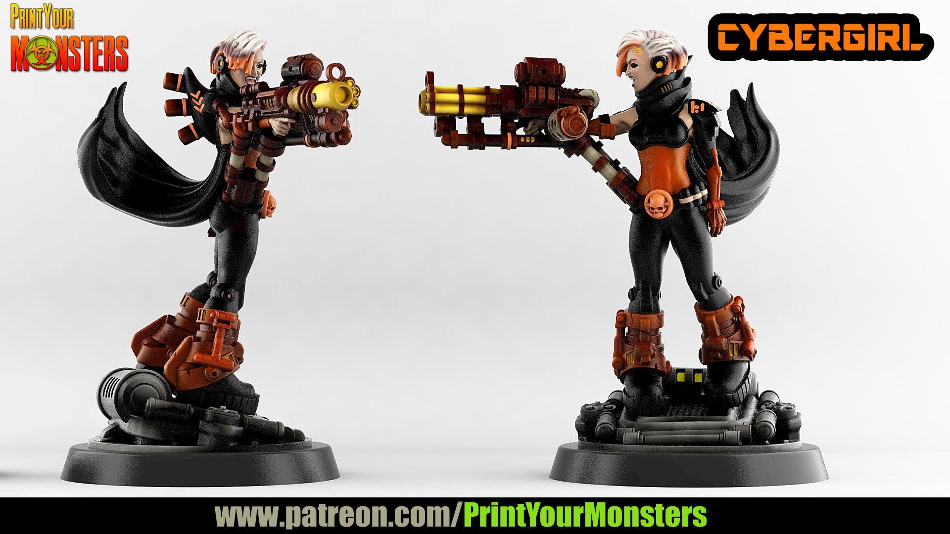 3D Printed Print your Monster Cybergirl 28 32mm D&D