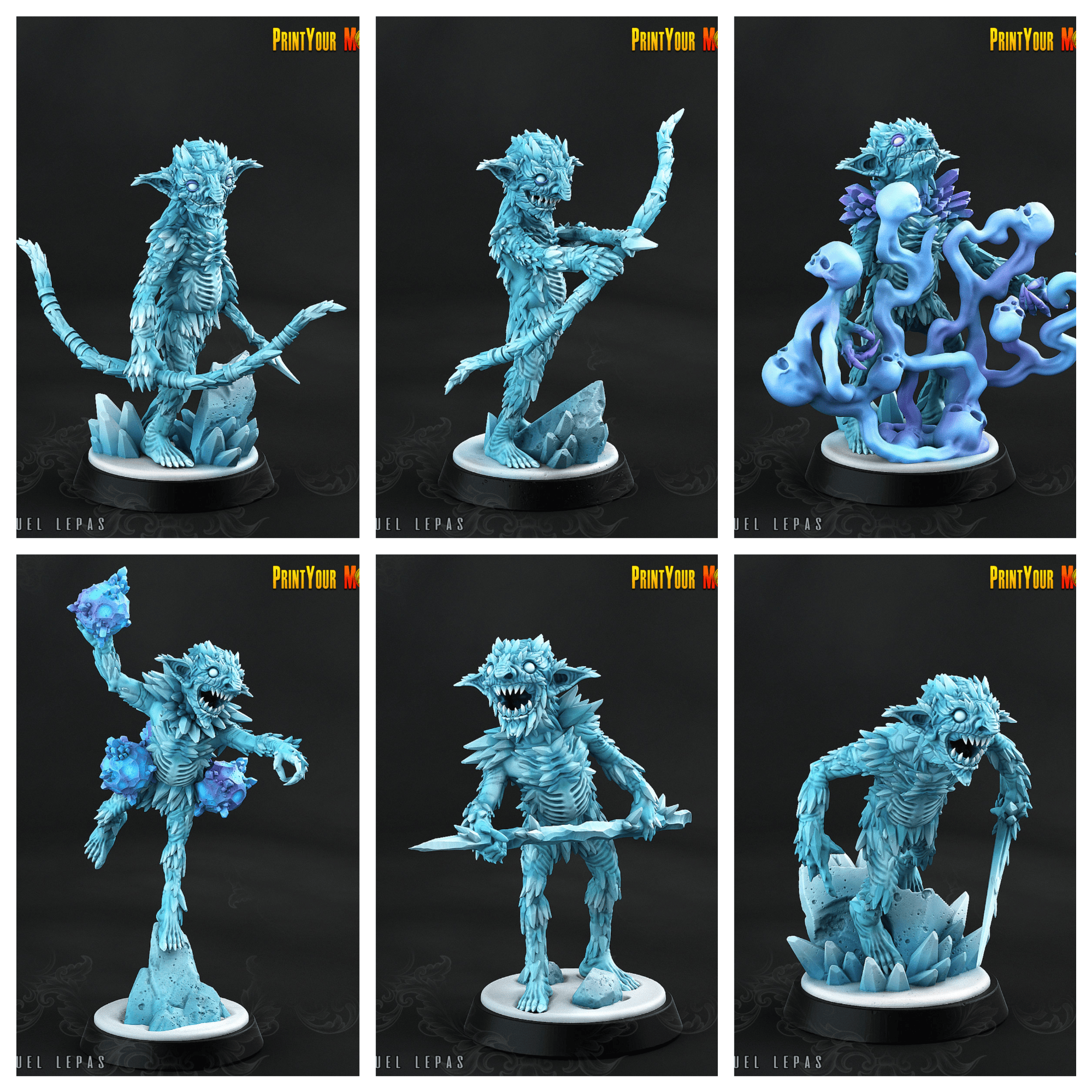 3D Printed Print your Monster Frost Shard Goblins - Ice Goblin 28mm 32mm D&D