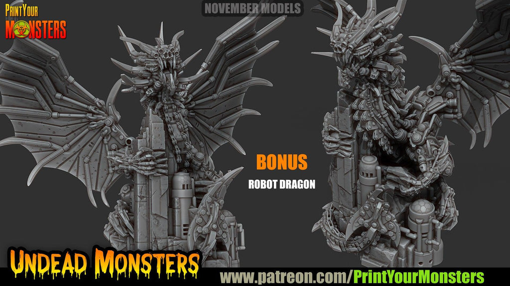 3D Printed Print your Monster Robot Dragon 28 32mm D&D