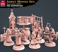 3D Printed STL Miniatures Abbey Monks Set 28 - 32mm War Gaming D&D