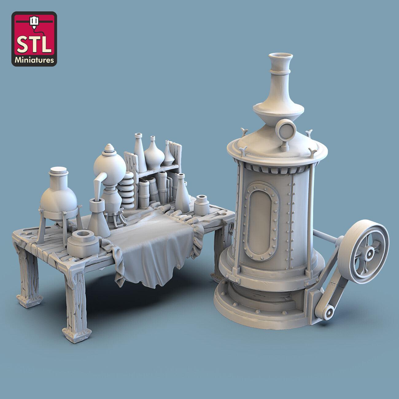 3D Printed STL Miniatures Alchemist Lab 28 - 32mm War Gaming D&D