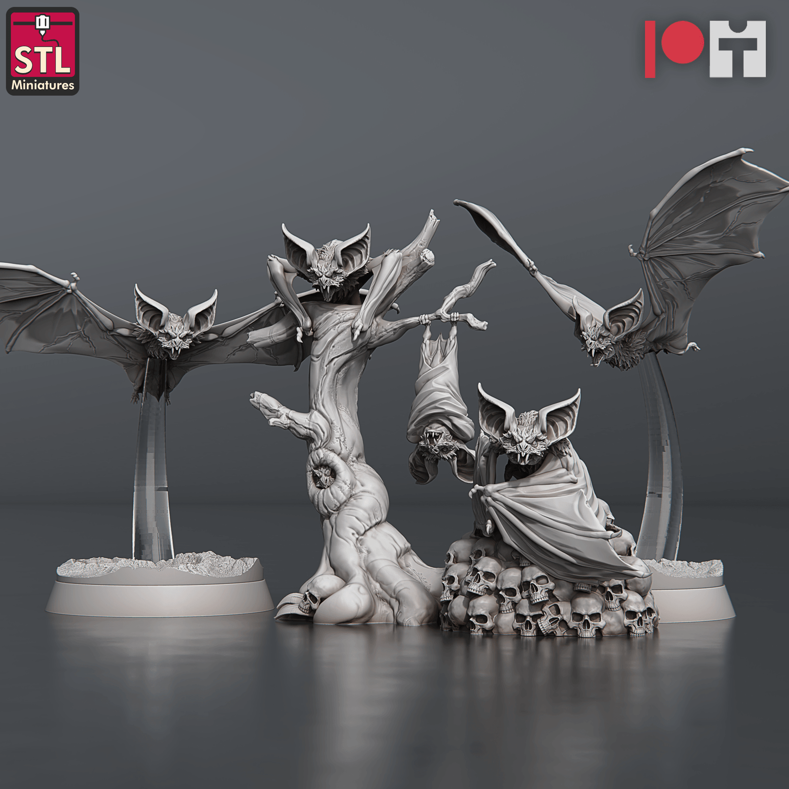 3D Printed STL Miniatures Blood Bats Set 28 - 32mm War Gaming D&D