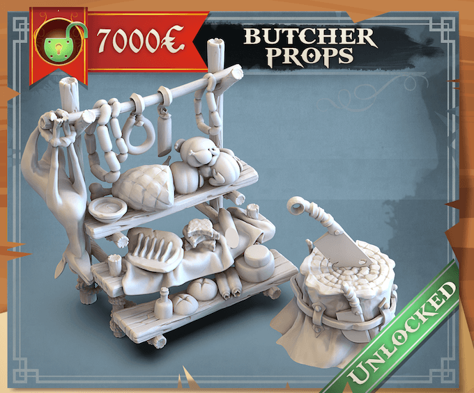 3D Printed STL Miniatures Butcher Props 28 - 32mm War Gaming D&D