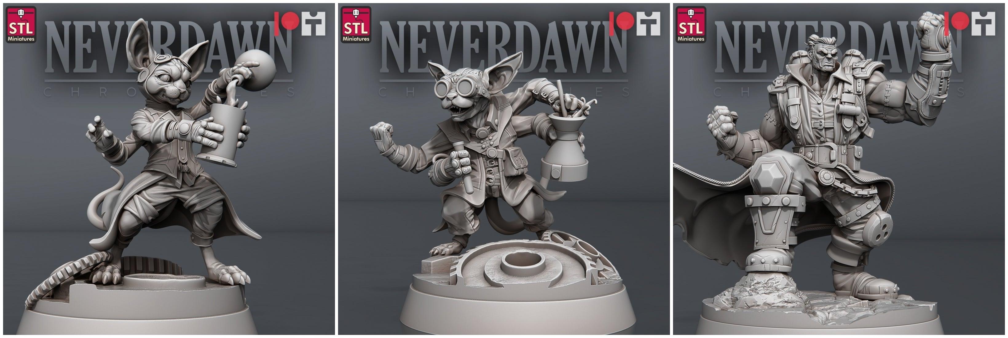3D Printed STL Miniatures Neverdawn Stein Gang 28 - 32mm War Gaming D&D