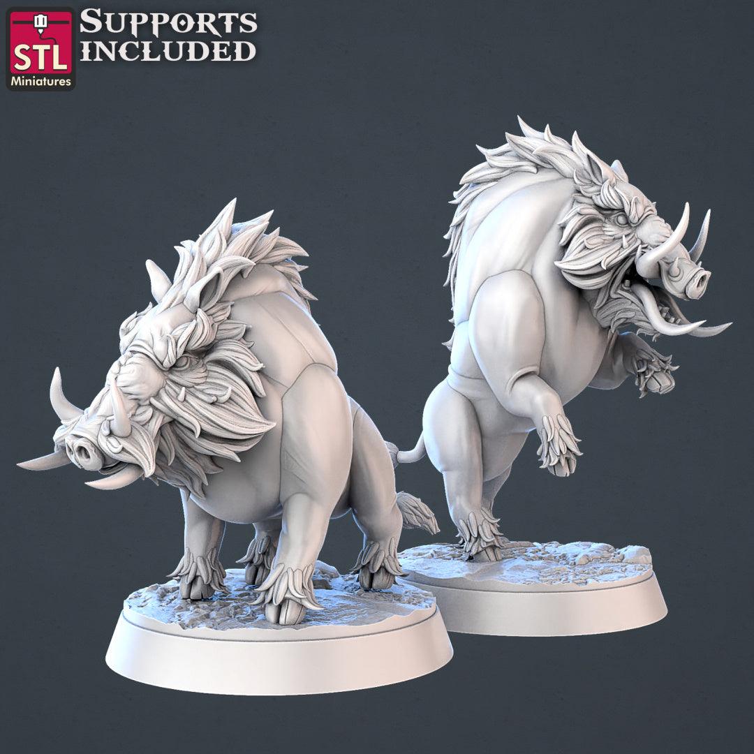 3D Printed STL Miniatures Wild Boars | 28 - 32mm War Gaming D&D