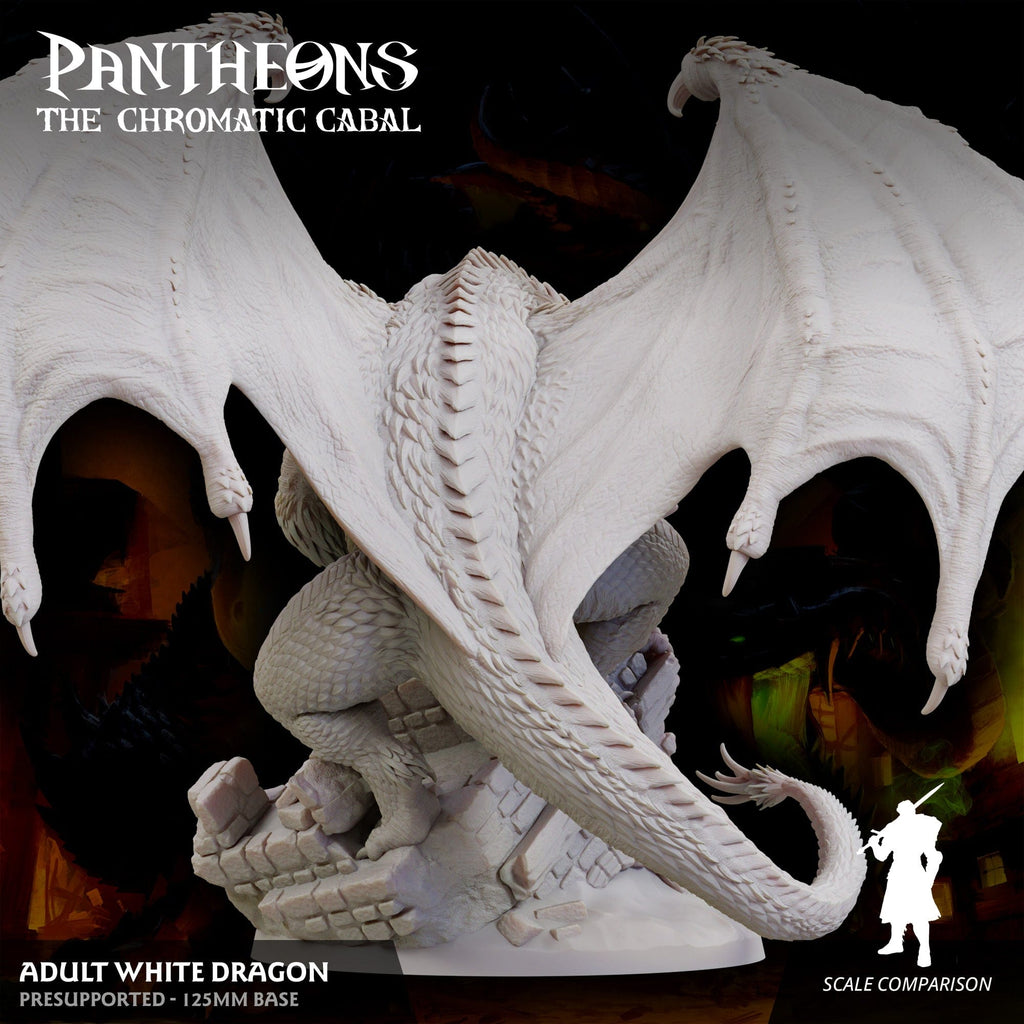 3D Printed Sordane Publishing Adult White Dragon Pantheons The Chromatic Cabal 28 32mm D&D