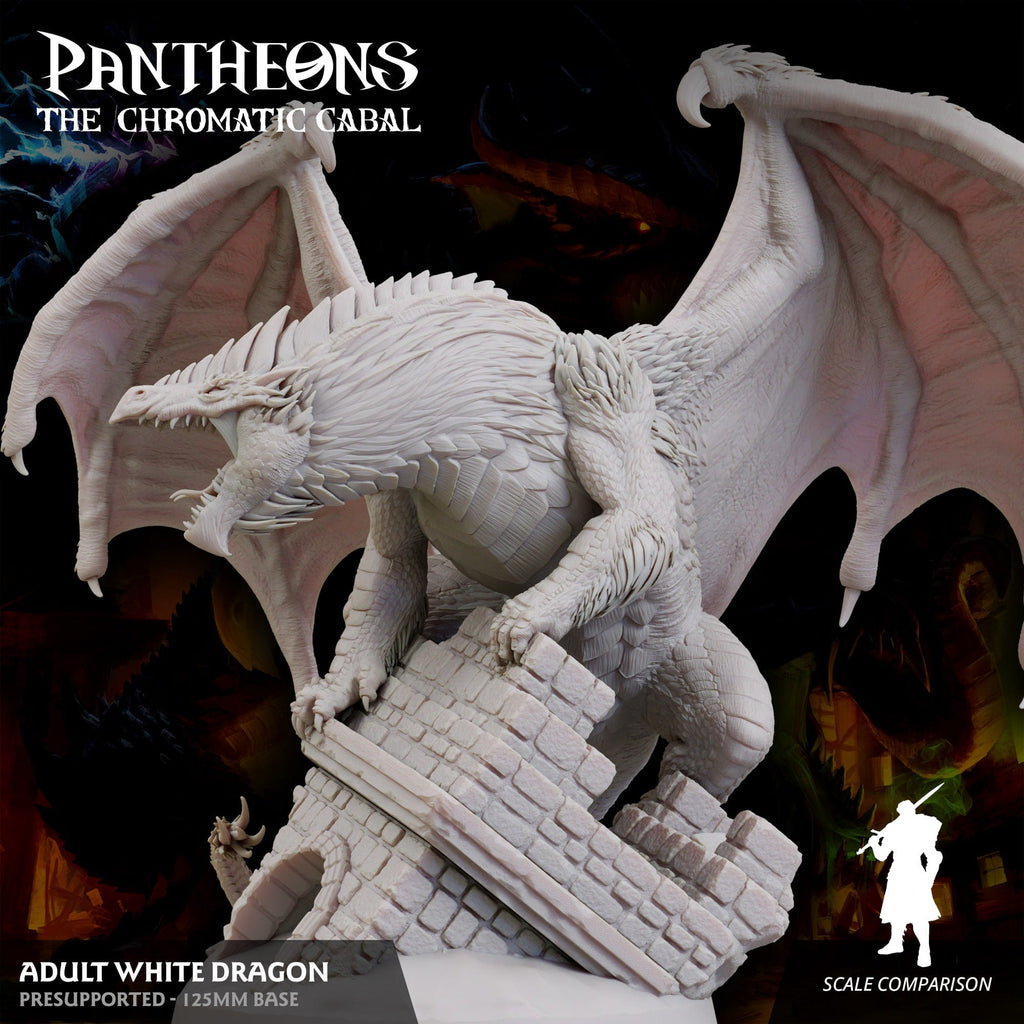 3D Printed Sordane Publishing Adult White Dragon Pantheons The Chromatic Cabal 28 32mm D&D