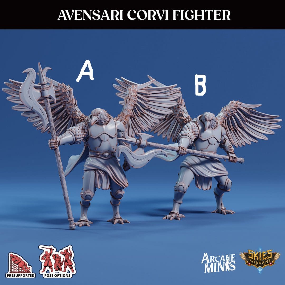 3D Printed Sordane Publishing Arcane Minis Avensari Corvi Fighter Mighty Skies A Sordane Stories Set 28 32mm D&D