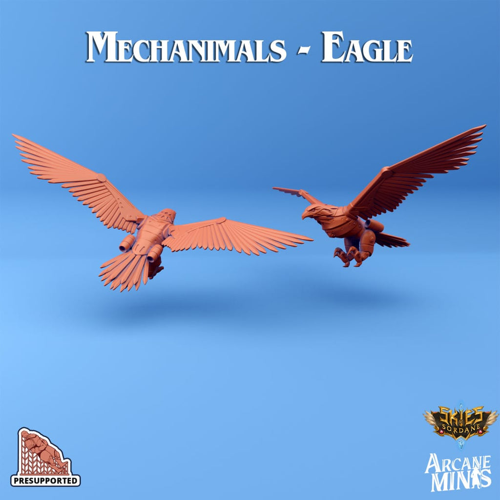 3D Printed Sordane Publishing Arcane Minis Mechanimal Eagle Mechanimals Set 28mm 32mm D&D