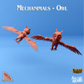 3D Printed Sordane Publishing Arcane Minis Mechanimal Owl Mechanimals Set 28 32mm D&D
