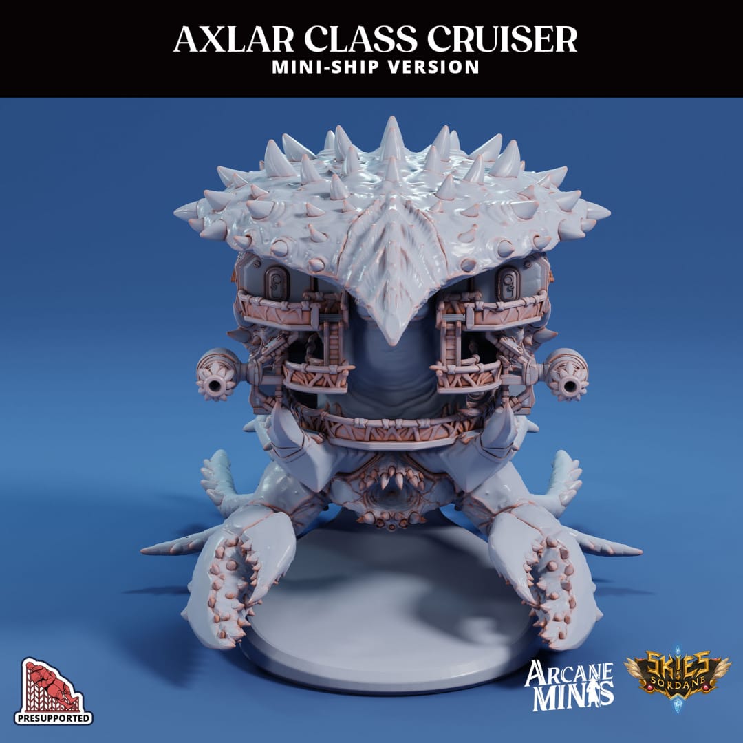 3D Printed Sordane Publishing Arcane Minis Mini Ship - Axlar Class Cruiser 28 32mm D&D