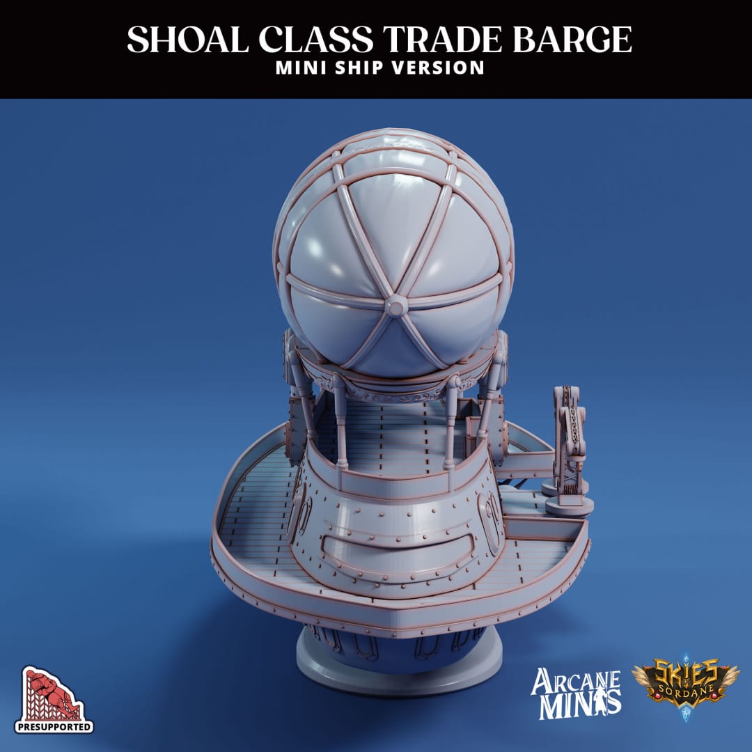 3D Printed Sordane Publishing Arcane Minis Mini Ship - Shoal Trade Barge 28 32mm D&D