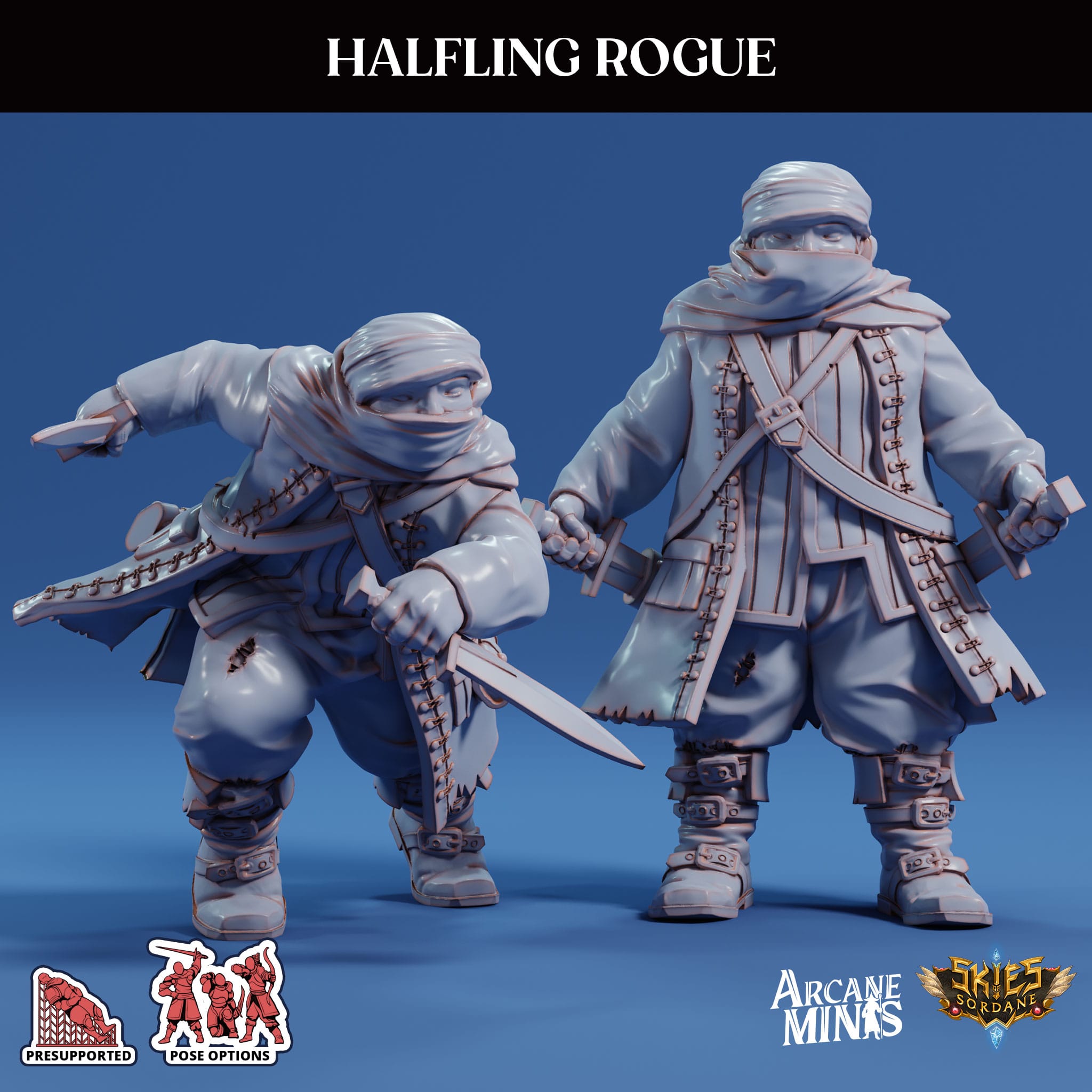 3D Printed Sordane Publishing Arcane Minis Swindler's Luck Part Two - Halfling Rogue 28 32mm D&D