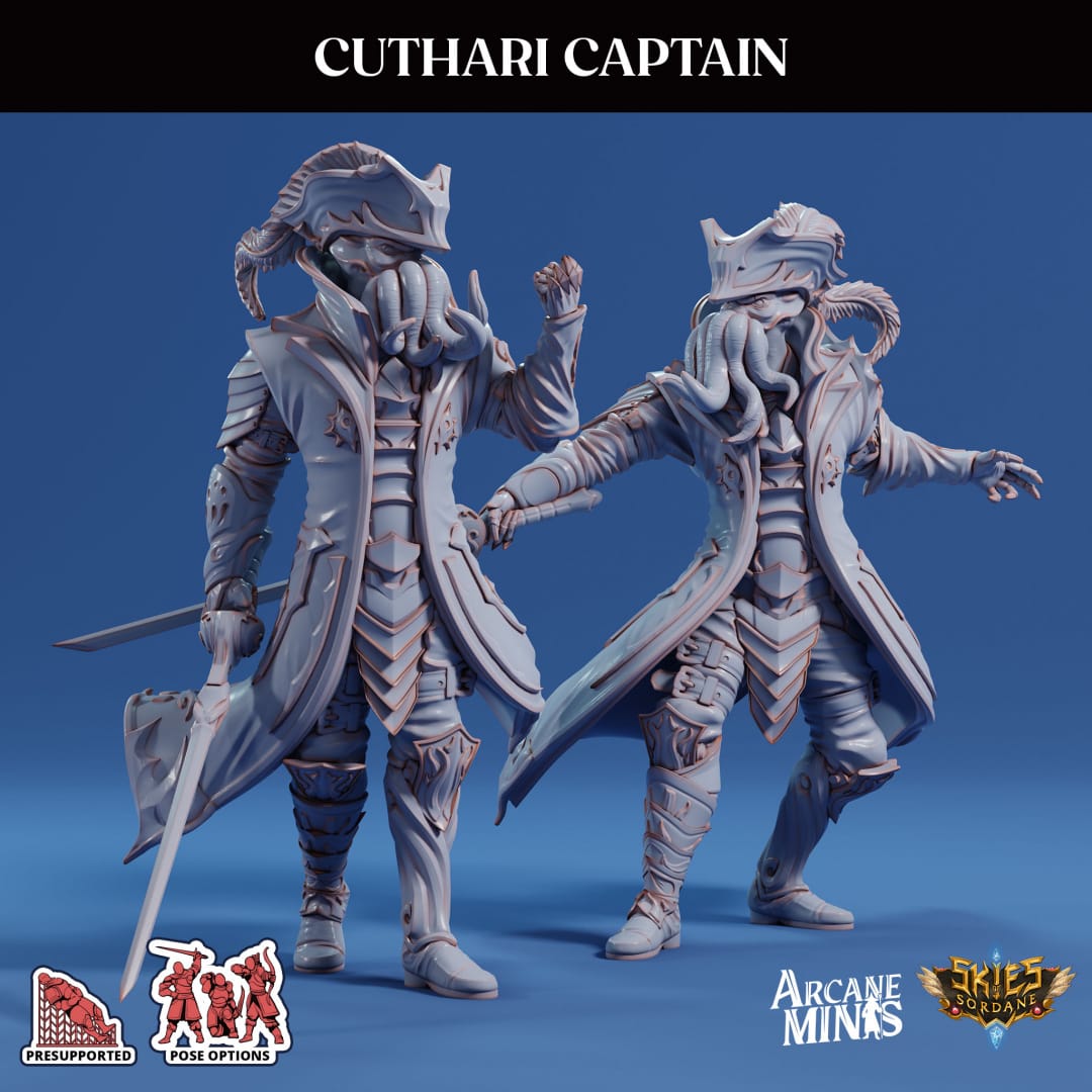 3D Printed Sordane Publishing Echoes of Madness - A Sordane Stories Cuthari Captain 28 32mm D&D