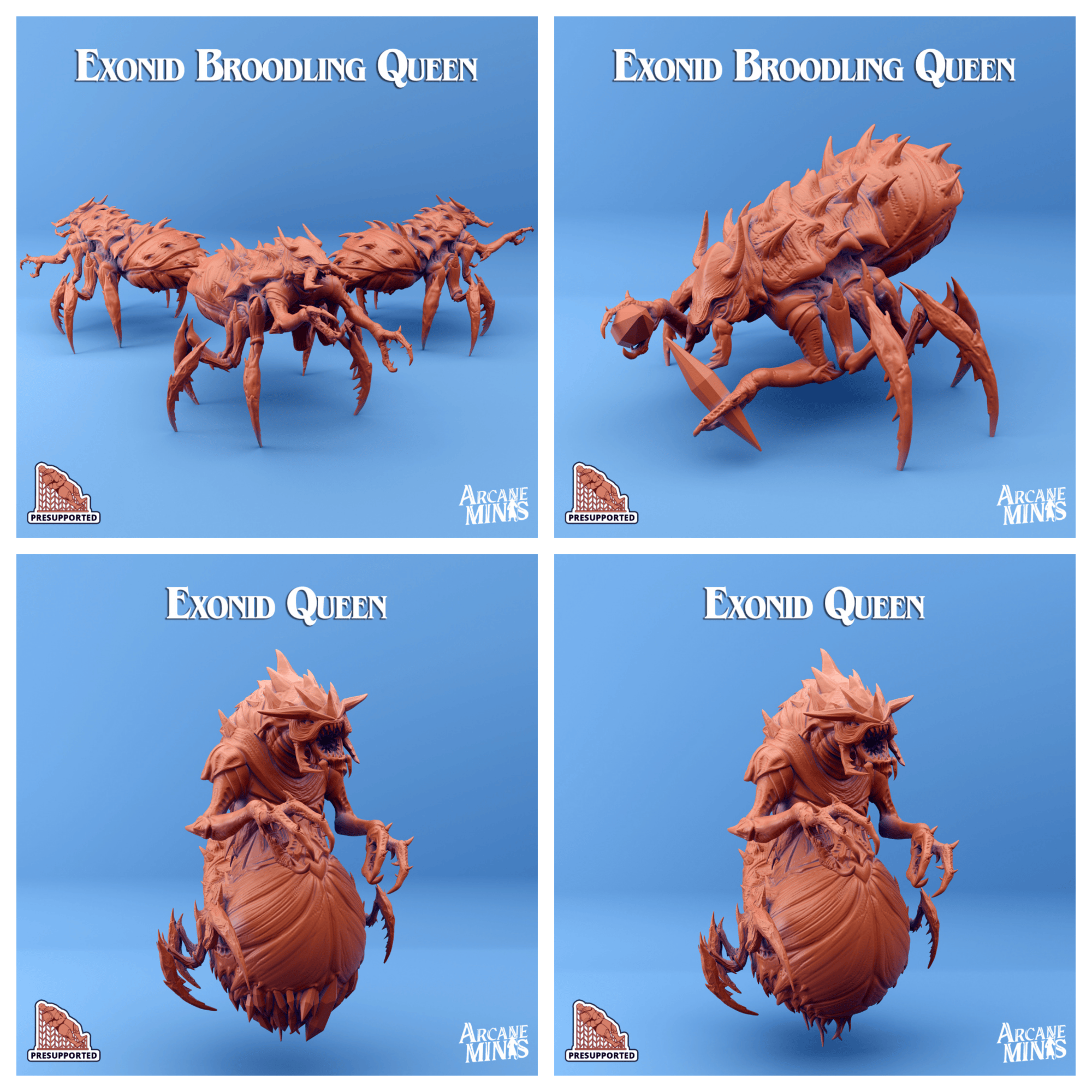 3D Printed Sordane Publishing Exonids Queen Set 28 32mm D&D