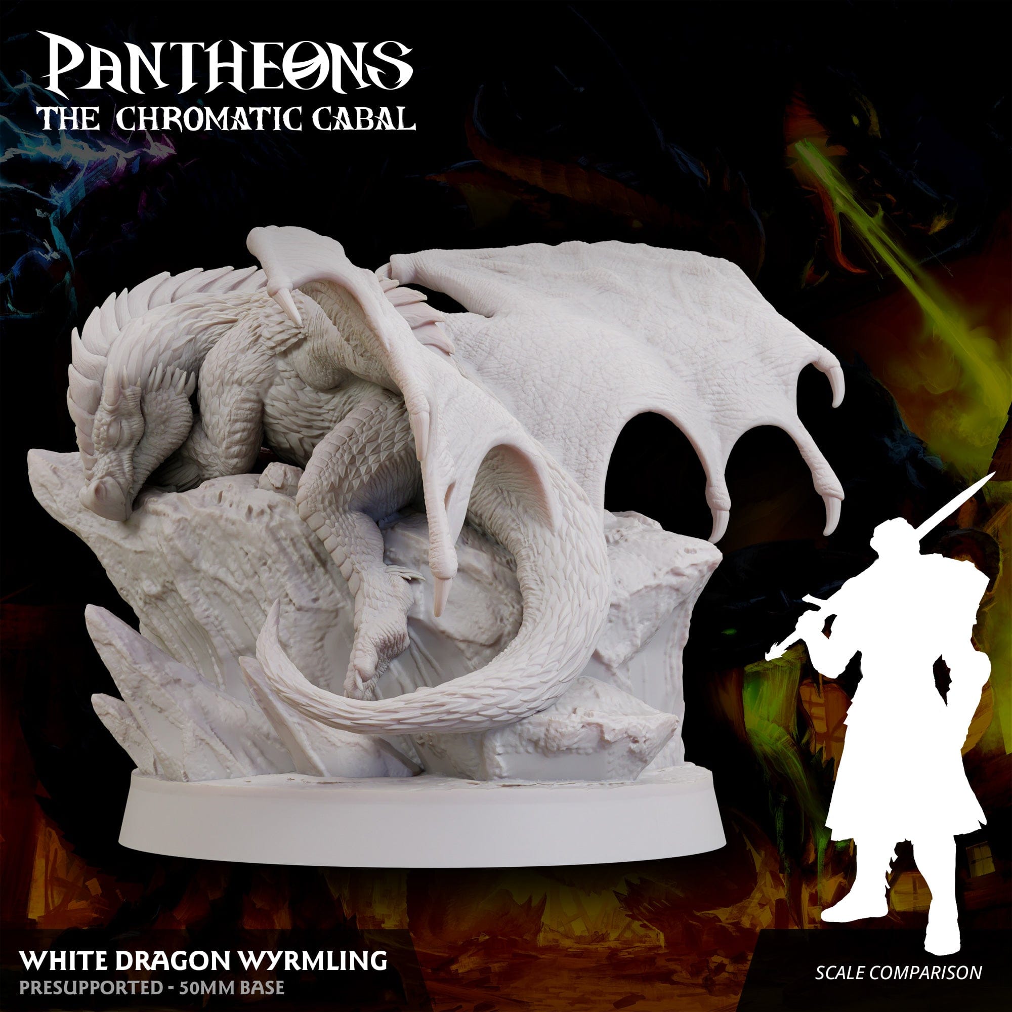 3D Printed Sordane Publishing Wyrmling White Dragon Pantheons - The Chromatic Cabal 28 32mm D&D