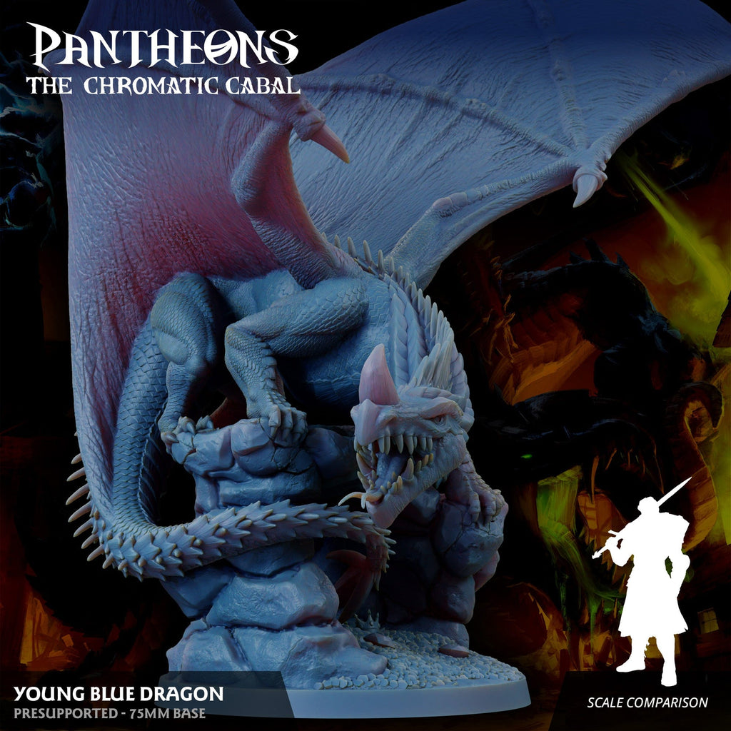 3D Printed Sordane Publishing Young Blue Dragon Pantheons The Chromatic Cabal 28 32mm D&D