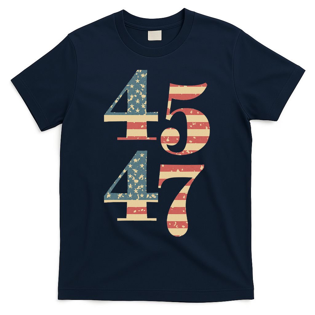 45 47 Trump 2024 Vintage Flag Design T-Shirt