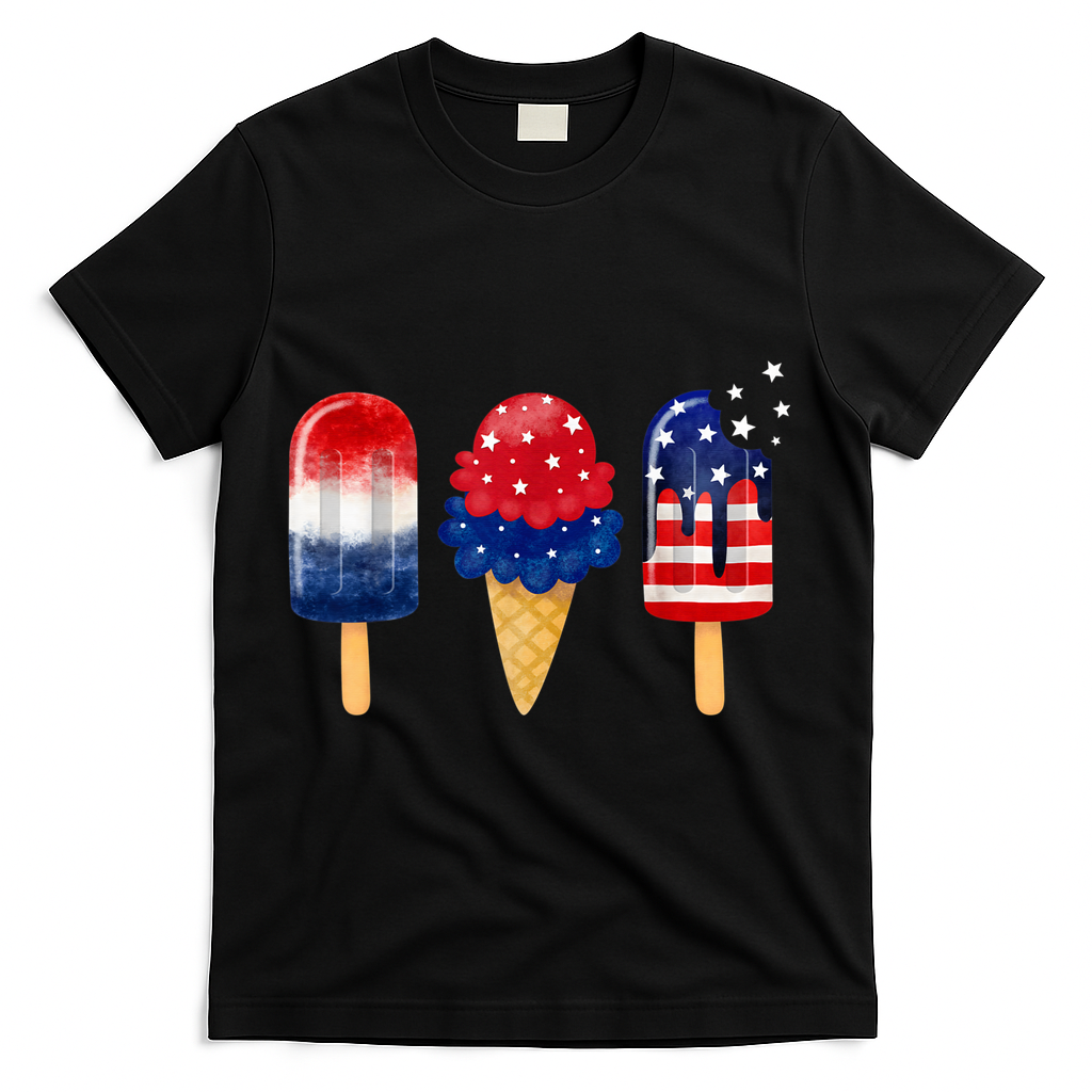 4th of July Popsicle American Flag Patriotic Summer Boy Girl T-Shirt