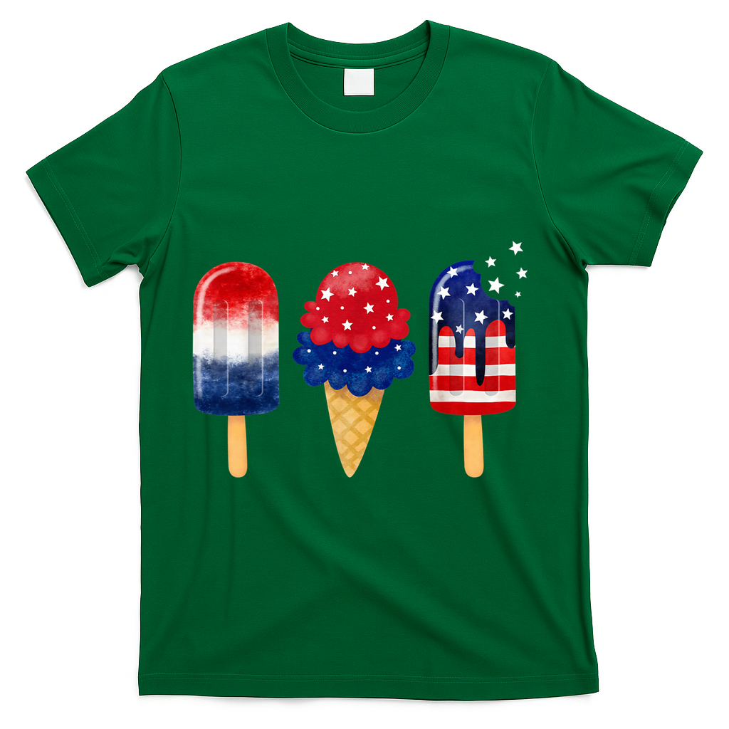 4th of July Popsicle American Flag Patriotic Summer Boy Girl T-Shirt