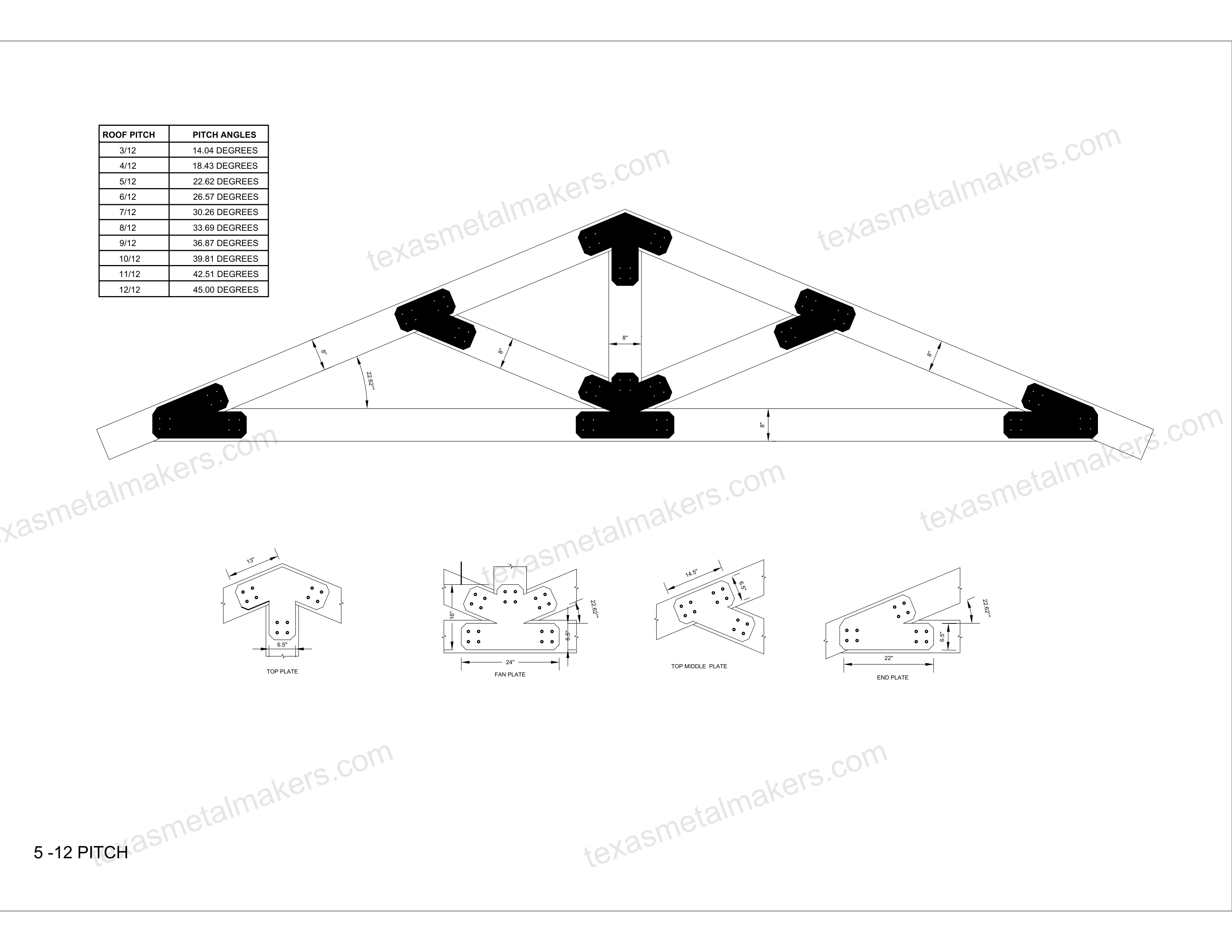 Chamfered Design Dog Eared Timber Truss Brackets for 8x8 Posts, 8" Timber Truss Brackets
