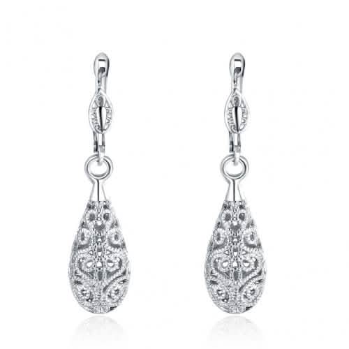 18K Gold Laser Cut Filigree Drop Earrings - Assorted Colors