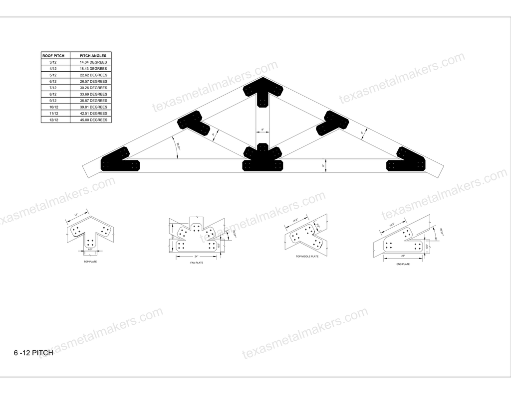 Chamfered Design Dog Eared Timber Truss Brackets for 8x8 Posts, 8" Timber Truss Brackets