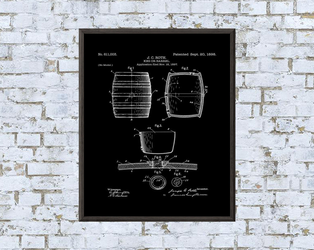 Keg Patent Print - Digital Download - 7 Different Backgrounds Included
