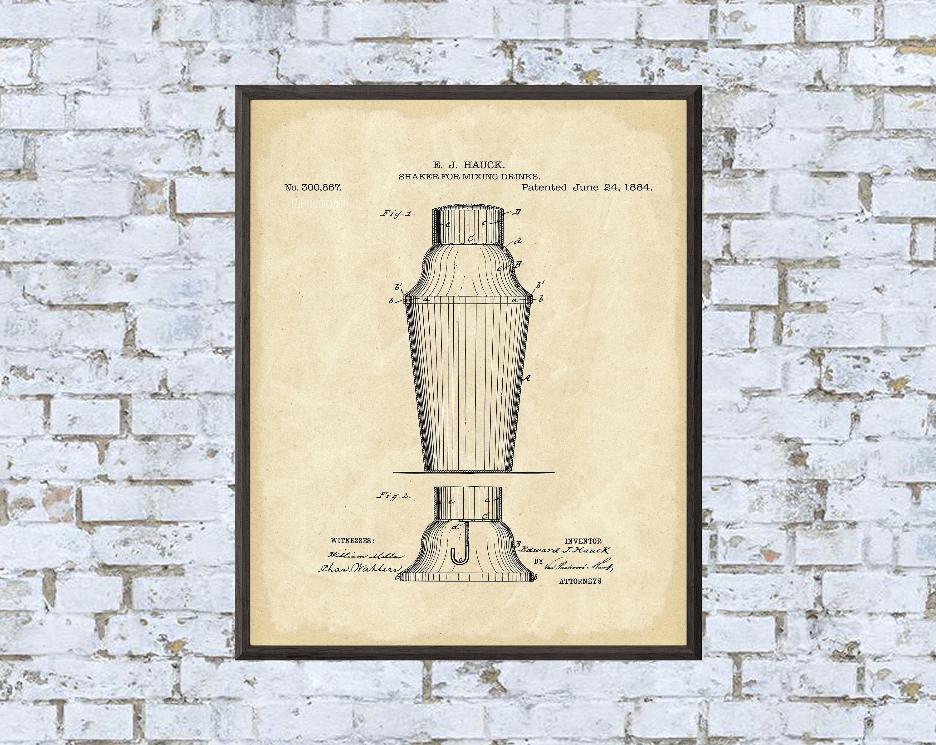 Drink Shaker Patent Print - Digital Download - 7 Different Backgrounds Included