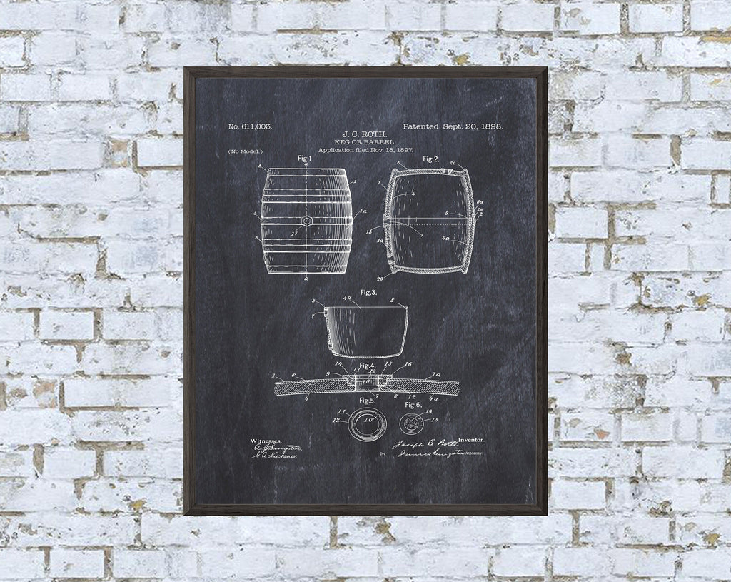 Keg Patent Print - Digital Download - 7 Different Backgrounds Included