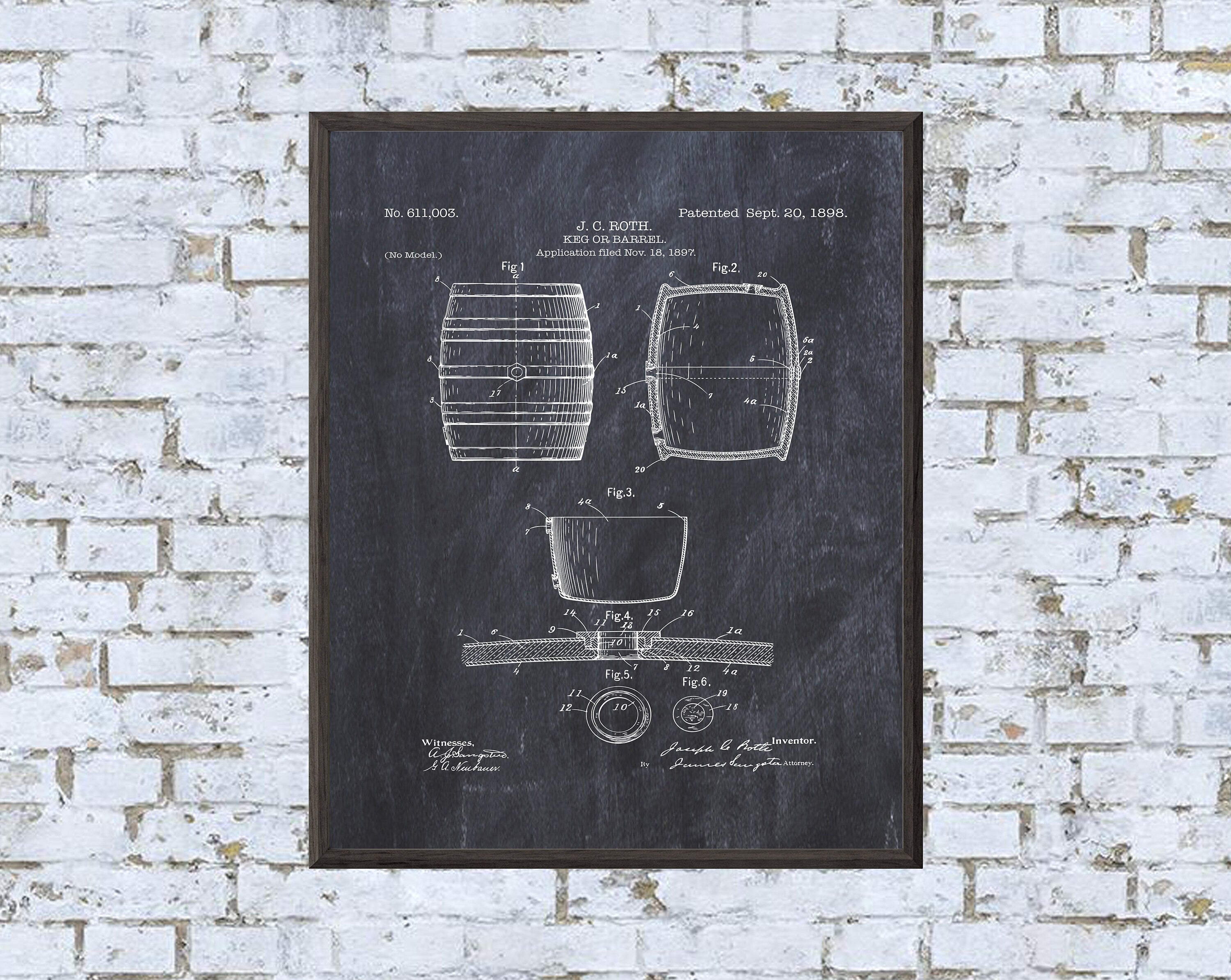 Keg Patent Print - Digital Download - 7 Different Backgrounds Included
