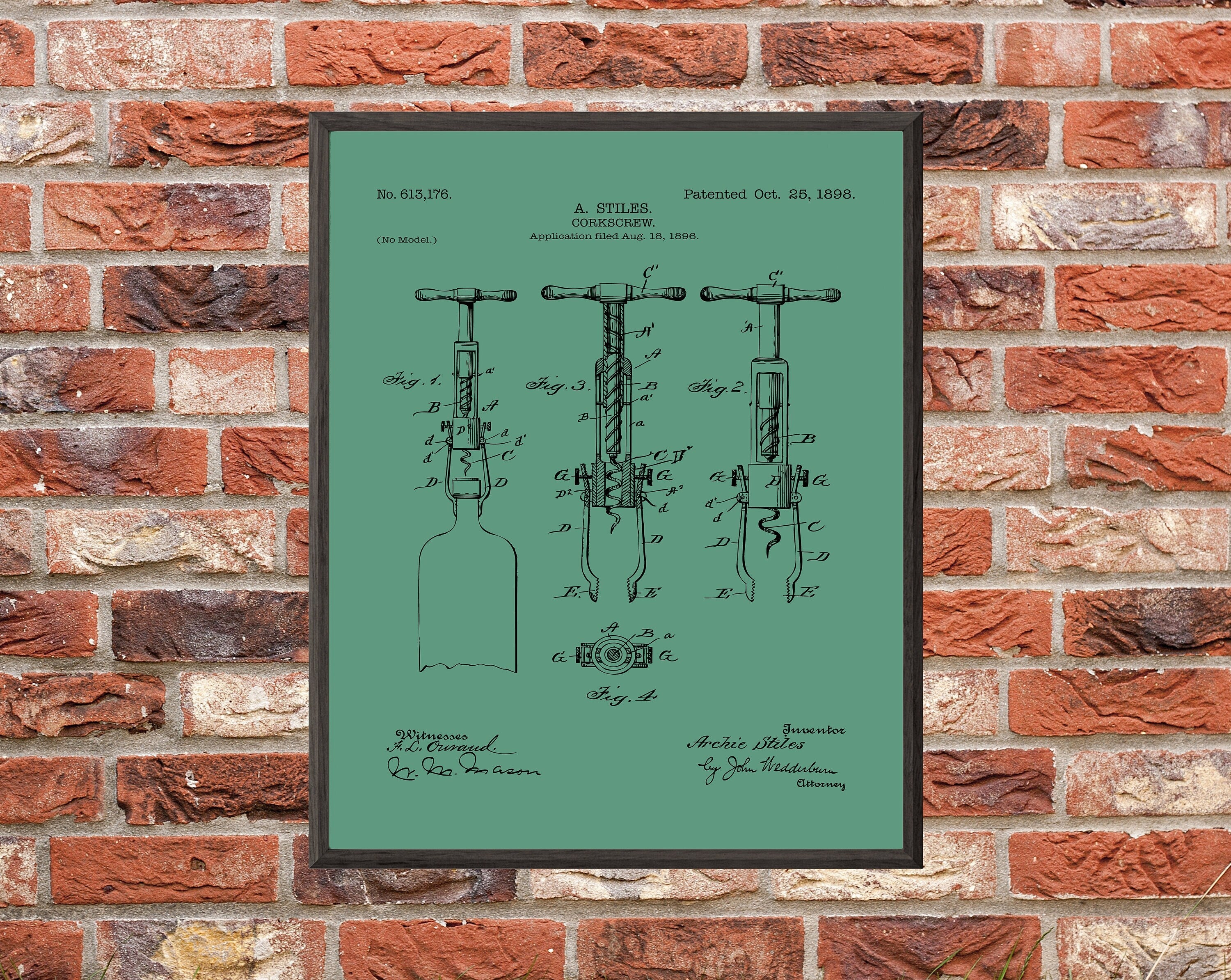 Corkscrew Patent Print - Digital Download - 7 Different Backgrounds Included
