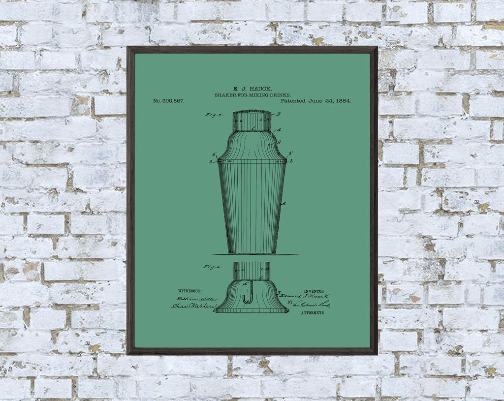 Drink Shaker Patent Print - Digital Download - 7 Different Backgrounds Included