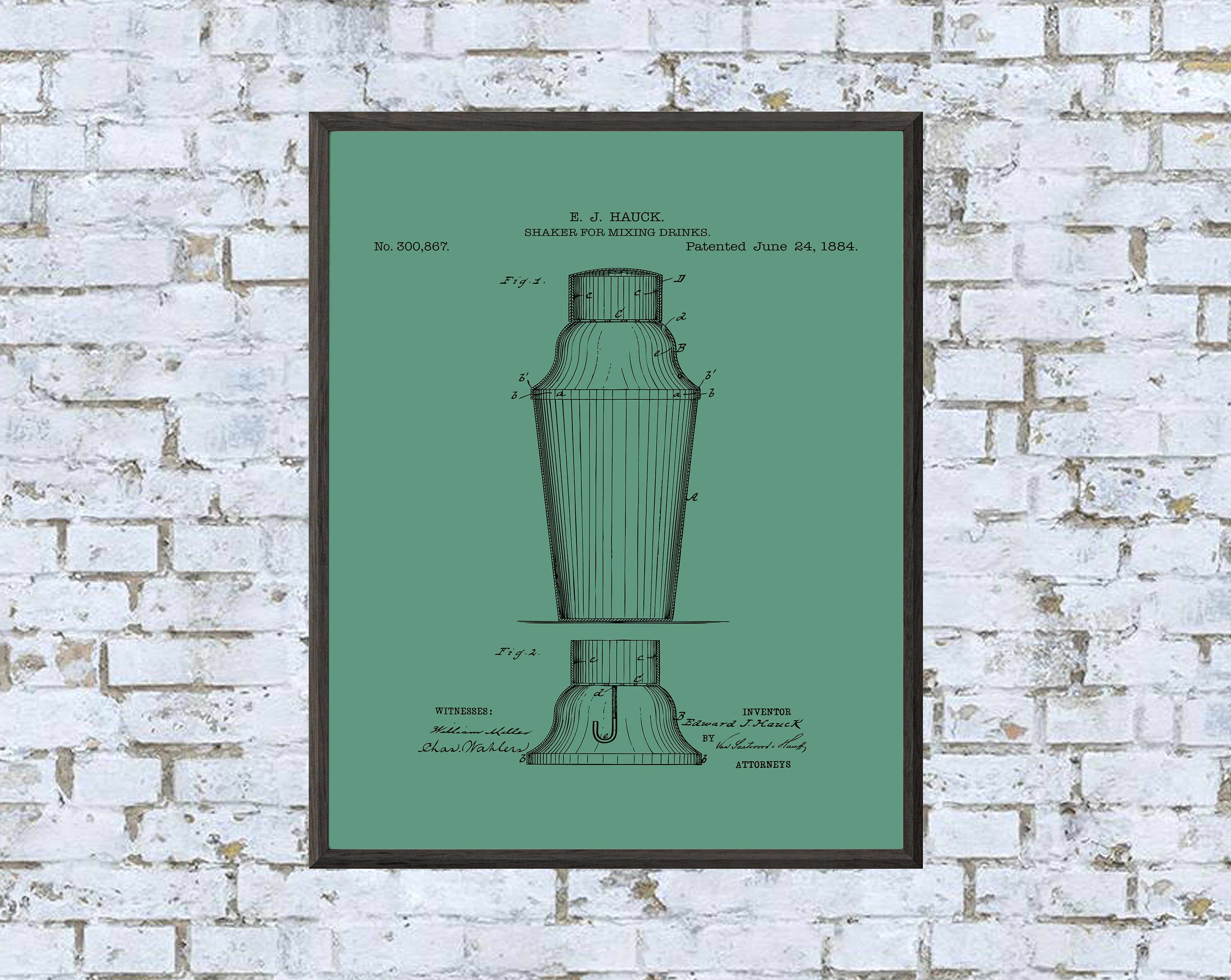 Drink Shaker Patent Print - Digital Download - 7 Different Backgrounds Included