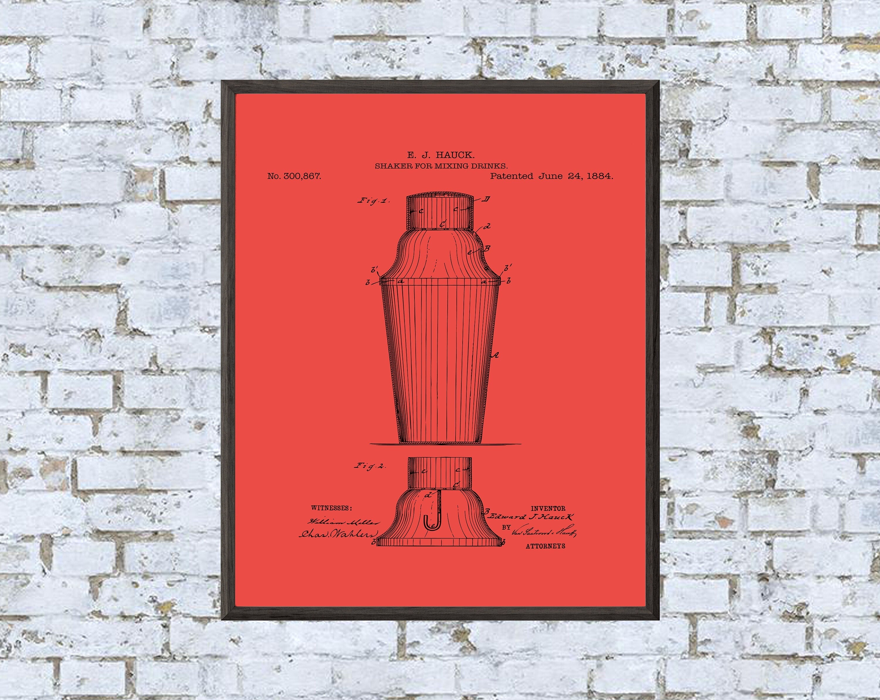 Drink Shaker Patent Print - Digital Download - 7 Different Backgrounds Included