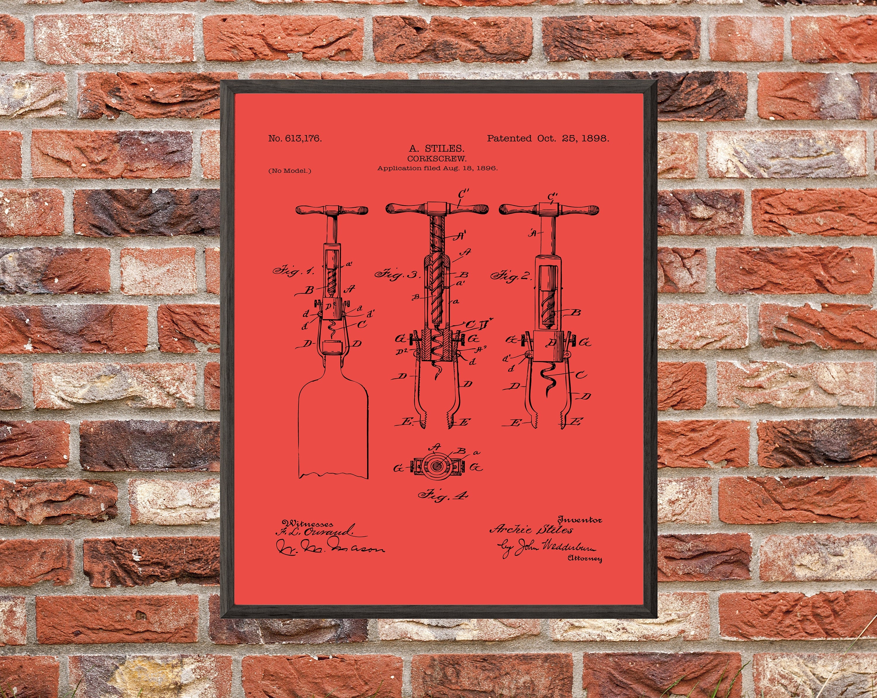 Corkscrew Patent Print - Digital Download - 7 Different Backgrounds Included