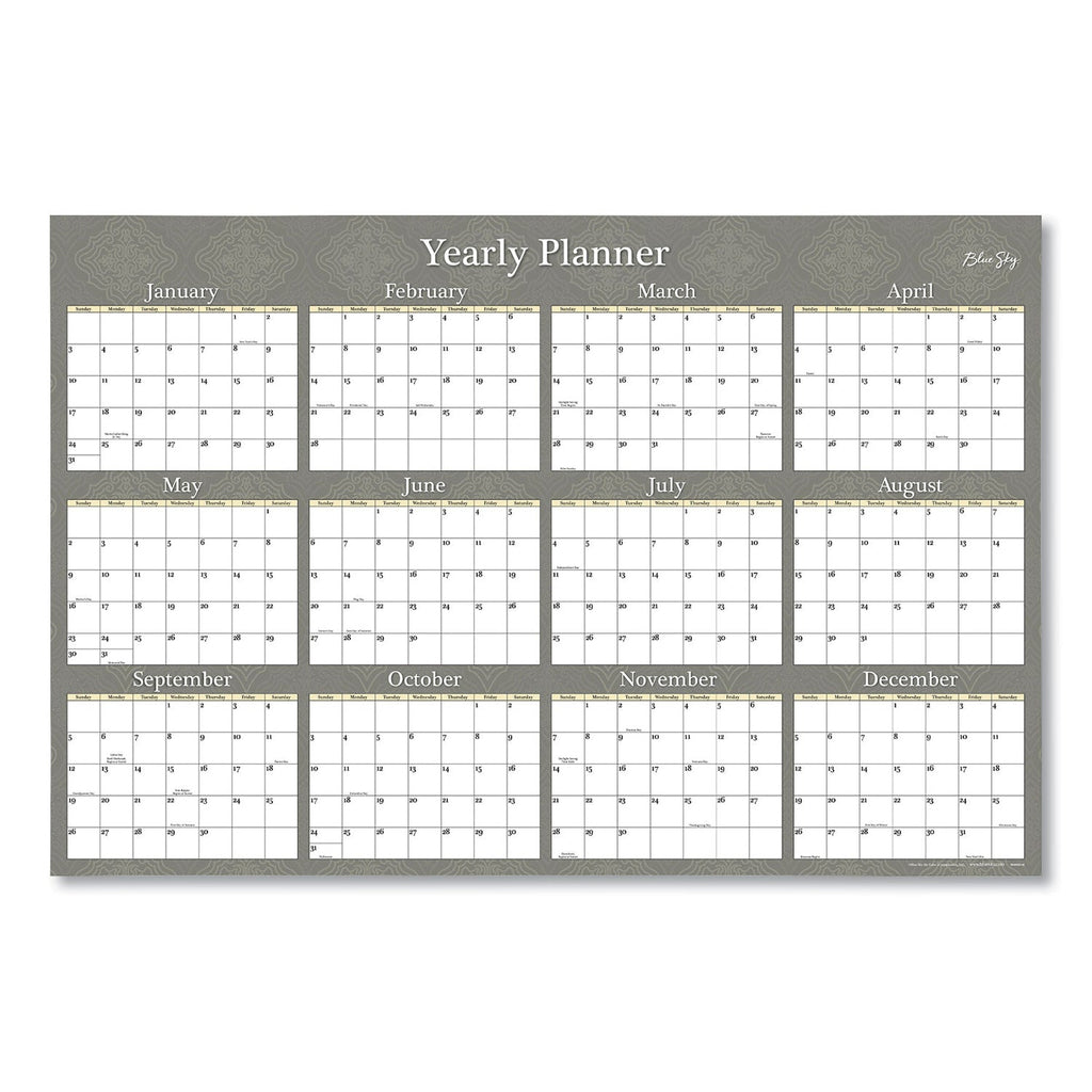 Blue Sky Adrianna Laminated Erasable Wall Calendar, 36 x 24, White/Taupe Sheets, 12-Month (Jan to Dec): 2023
