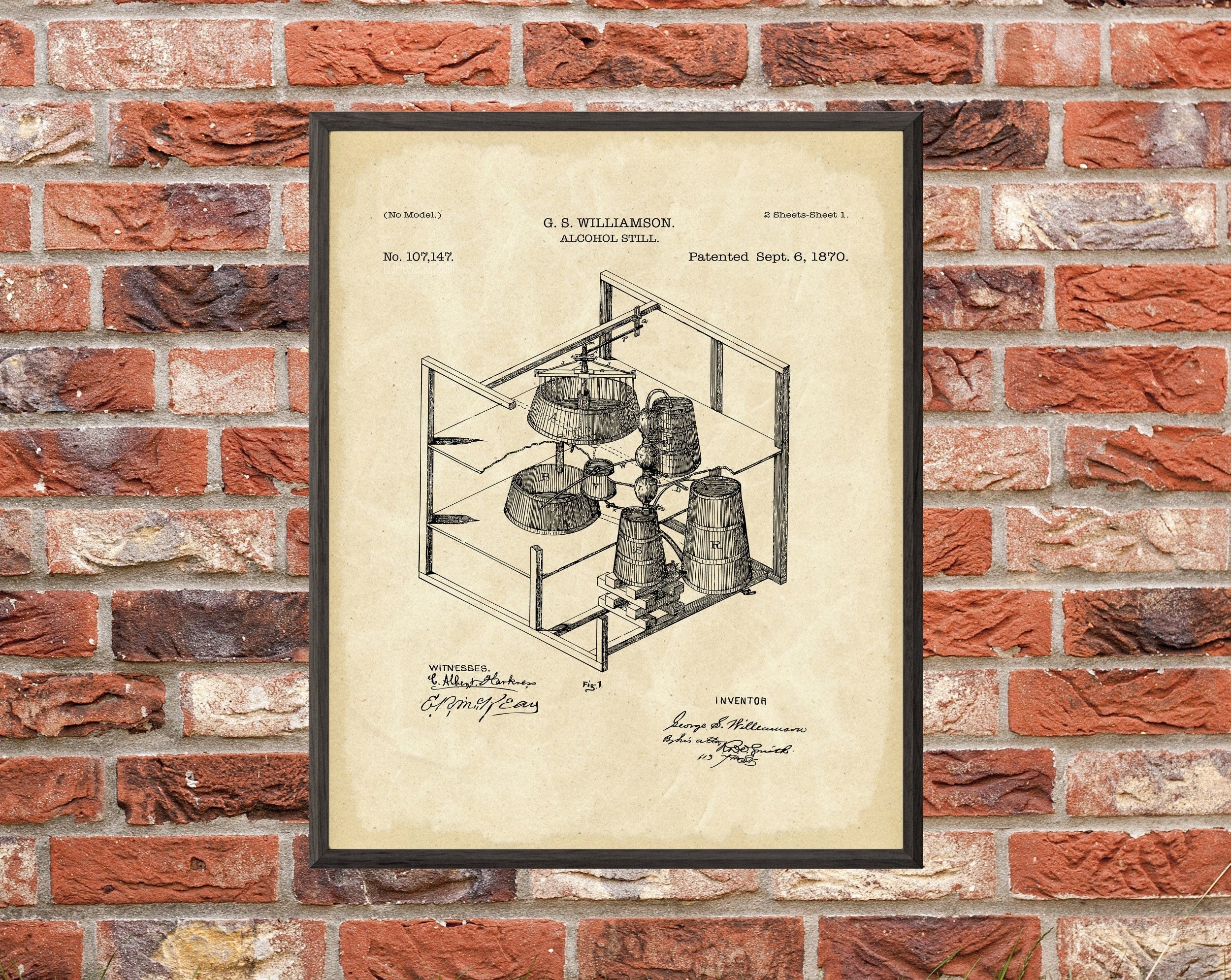 Vintage Alcohol Still Patent Art Print: Customizable Backgrounds (Digital Download)