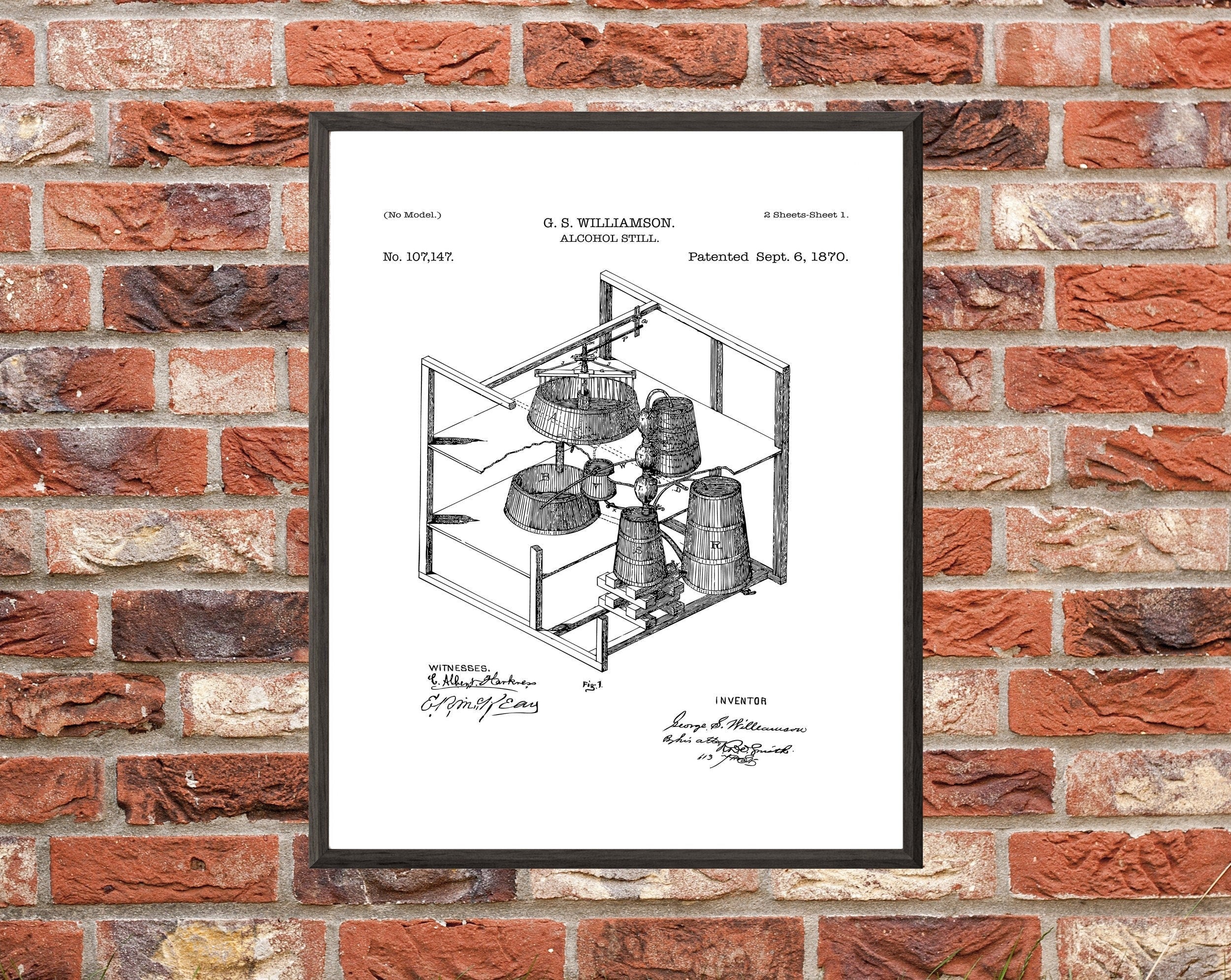 Vintage Alcohol Still Patent Art Print: Customizable Backgrounds (Digital Download)
