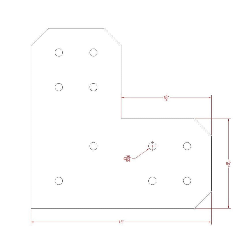 Chamfered Design L Bracket for 8" Post, 8x8 L Support Bracket, Pergola Bracket, 8 inch Post Bracket, 8x8 L Bracket, Truss Plate
