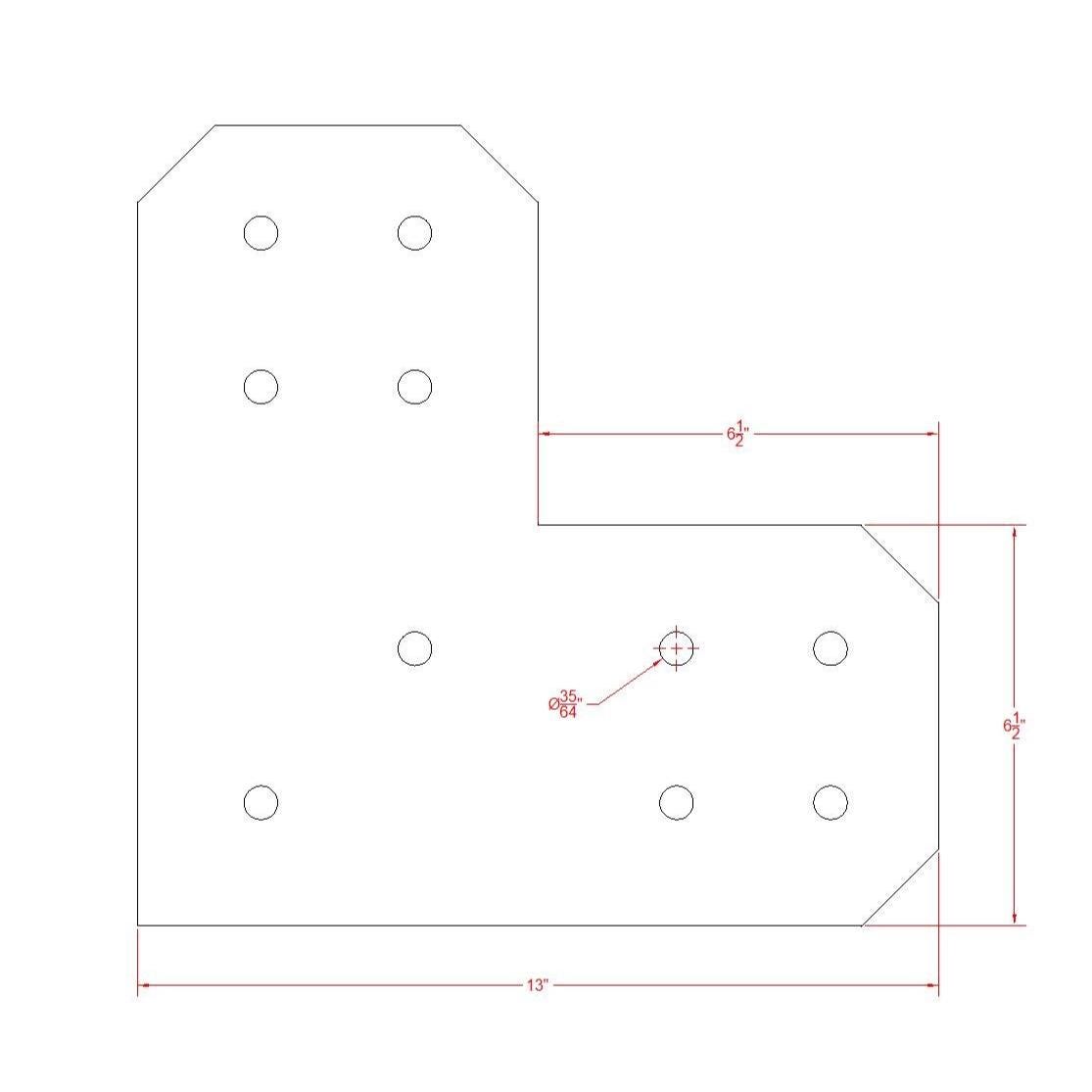 Chamfered Design L Bracket for 8" Post, 8x8 L Support Bracket, Pergola Bracket, 8 inch Post Bracket, 8x8 L Bracket, Truss Plate