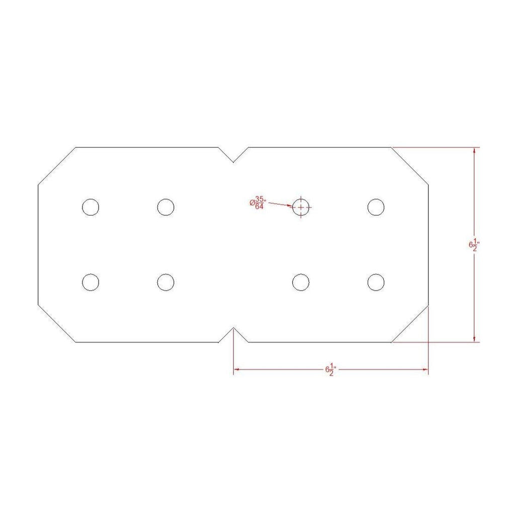 8x8 Chamfered 90 Degree Steel Bracket - Wood Post Pergola Support