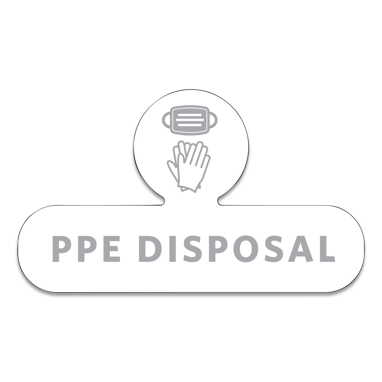 Rubbermaid Medical Decal, PPE DISPOSAL, 9.5 x 5.6, White