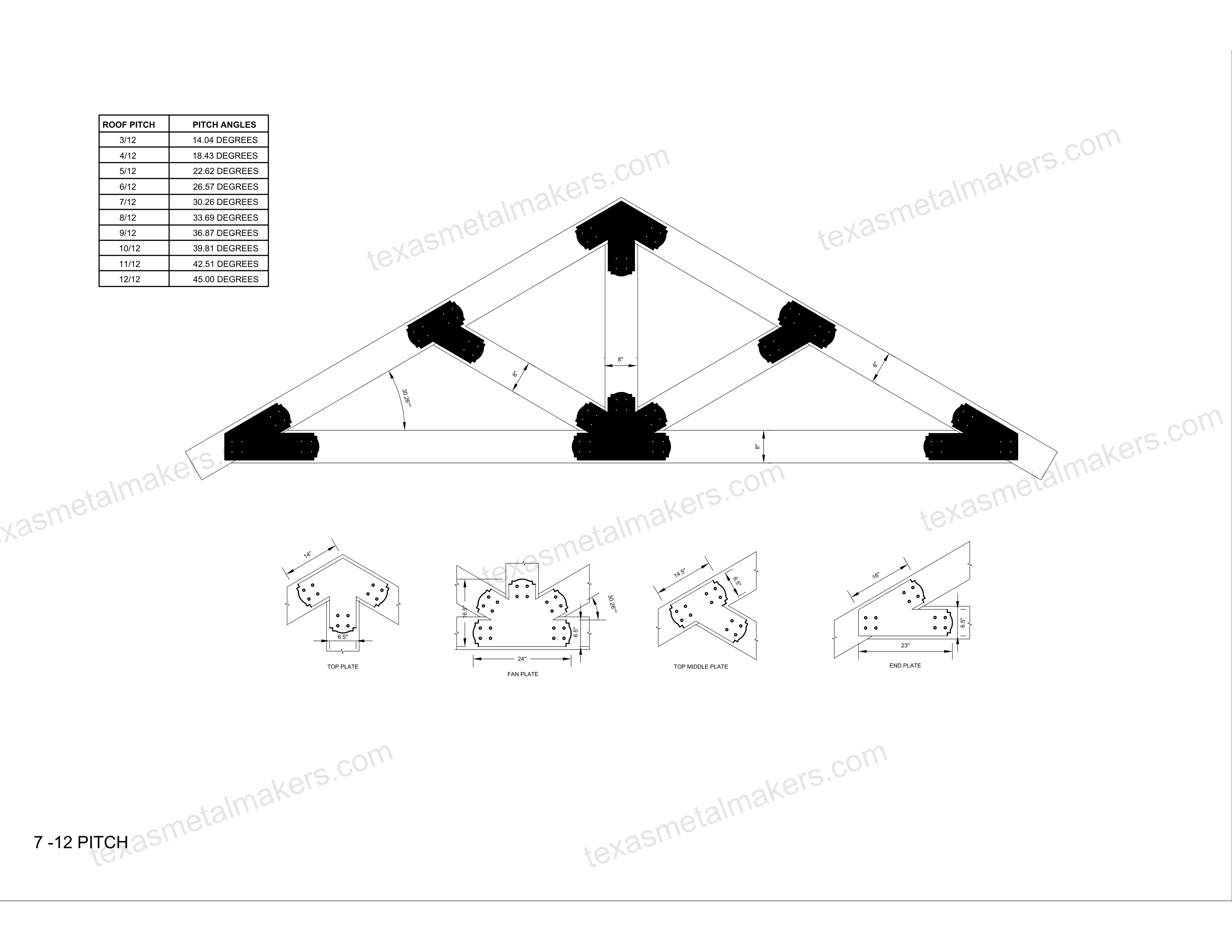 Decorative Design Timber Truss Brackets for 8x8 Posts, 8" Timber Truss Brackets