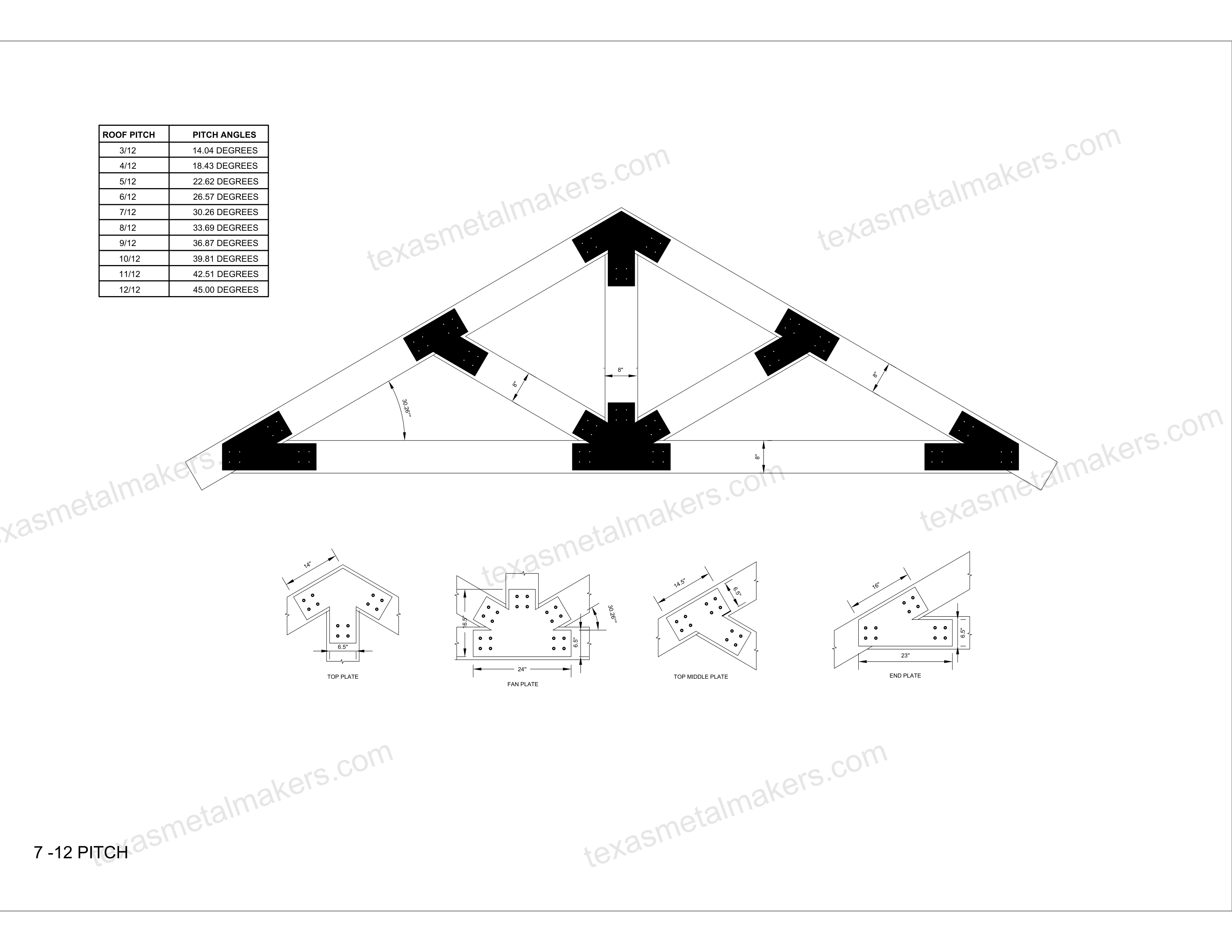 Structural Design Timber Truss Brackets for 8x8 Posts, 8" Timber Truss Bracket, 8x8 Fan Bracket