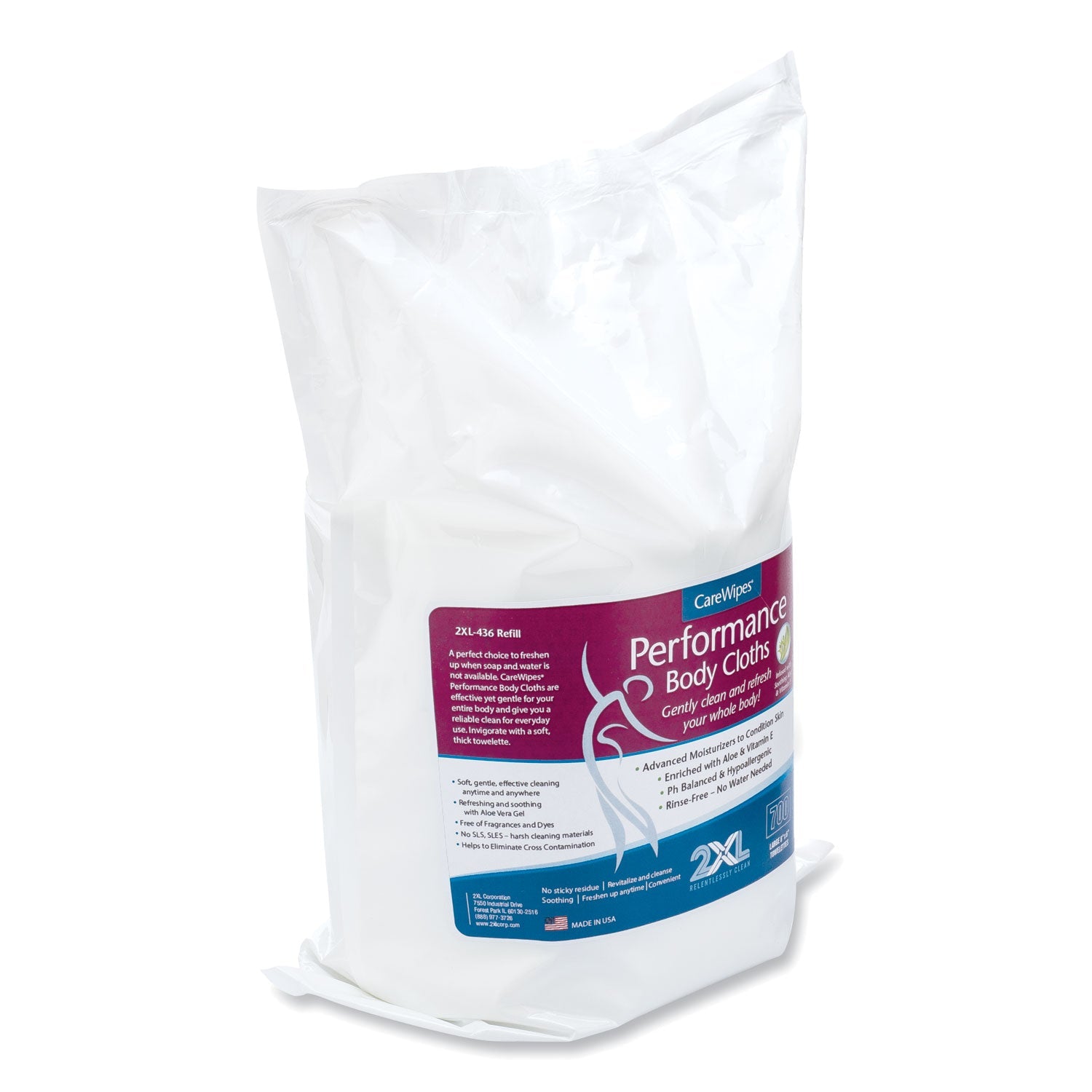 2XL Performance Body Cloths, 6 x 8, Fresh Scent, White, 700/Pack, 4 Packs/Carton