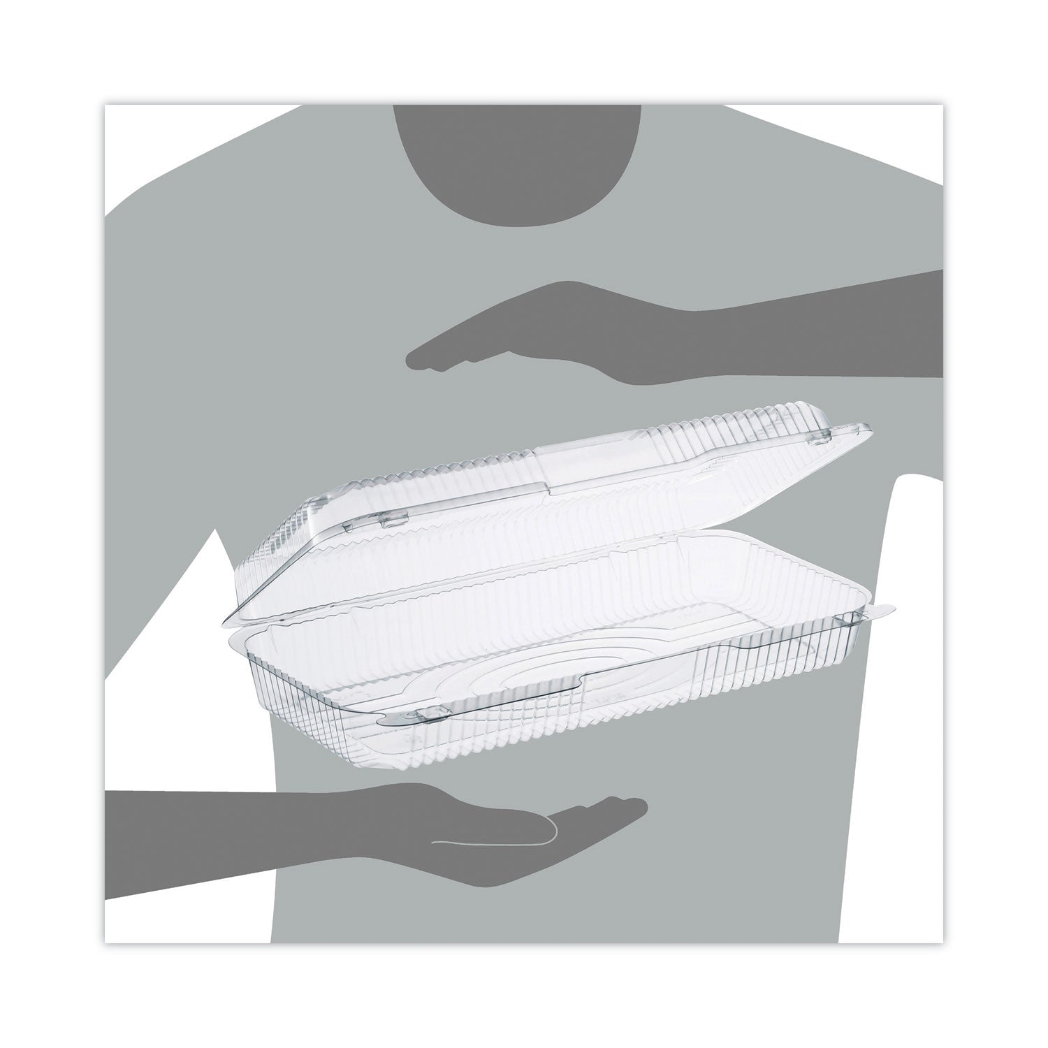 Dart StayLock Clear Hinged Lid Containers, 50.2 oz, 6.8 x 13.4 x 2.6, Plastic, 200/Carton