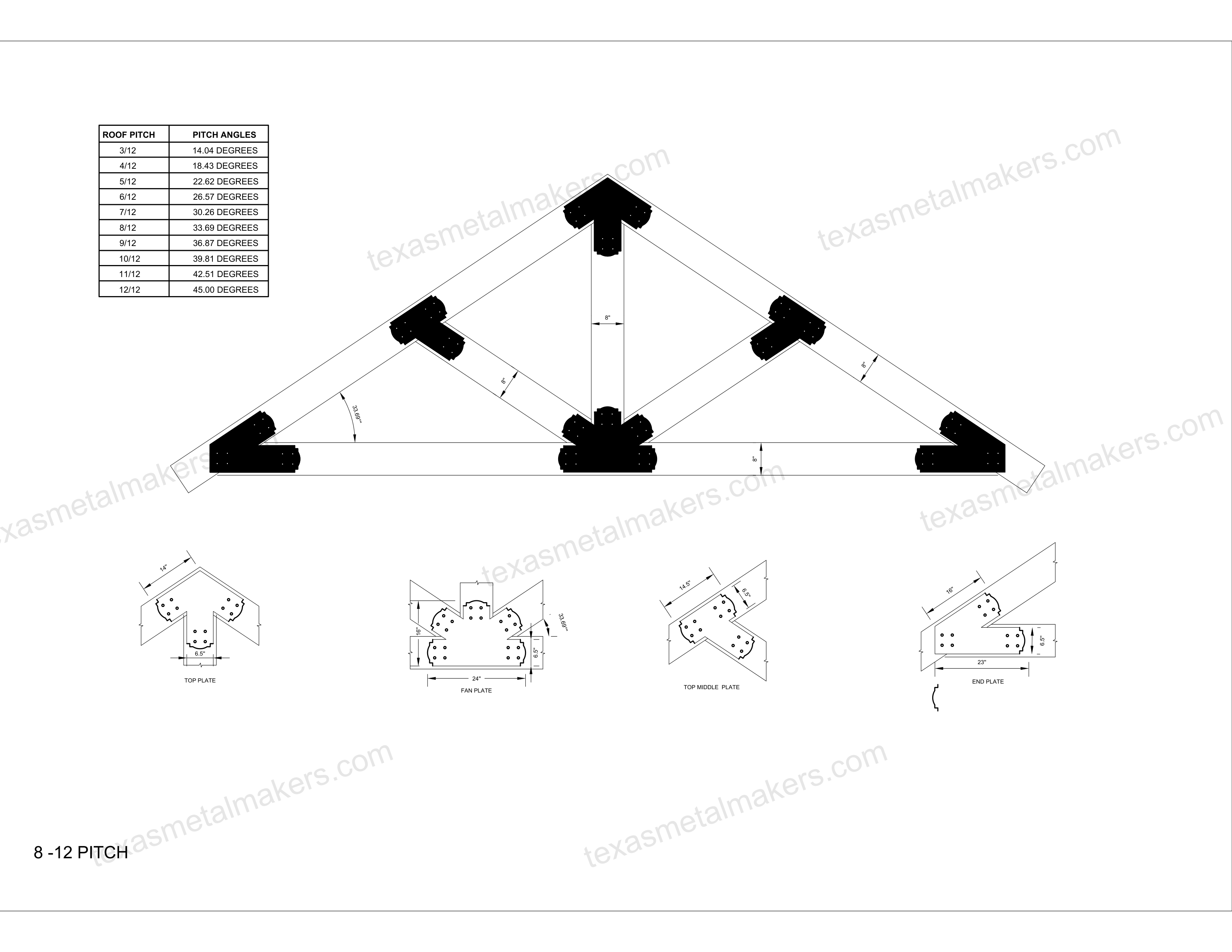 Decorative Design Timber Truss Brackets for 8x8 Posts, 8" Timber Truss Brackets